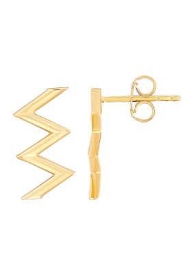 Belk & Co. Zig Zag Bar Stud Earrings in 10K Yellow Gold | belk