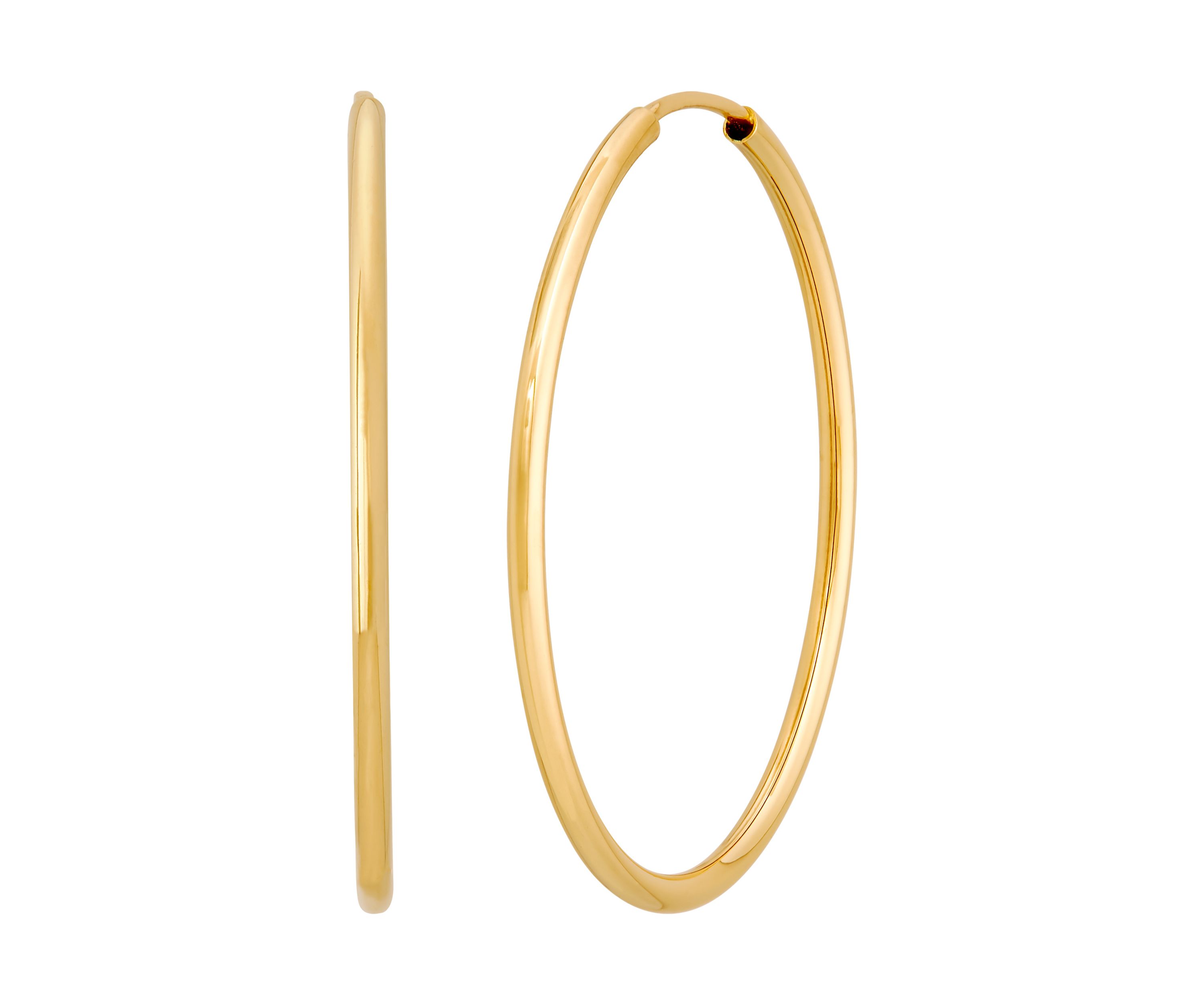 Tube Windless Hoop Earrings in 10K Yellow Gold