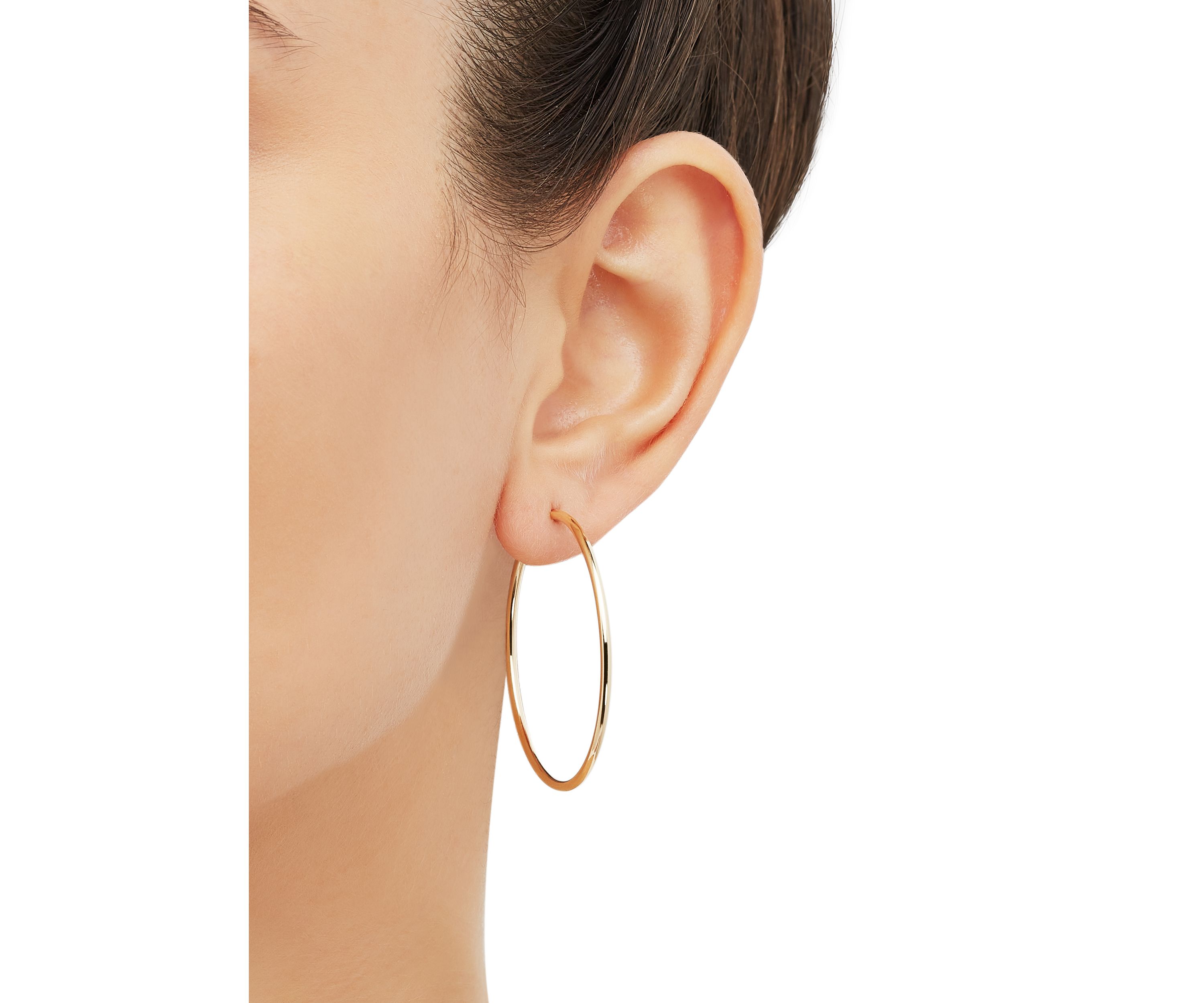 Tube Windless Hoop Earrings in 10K Yellow Gold