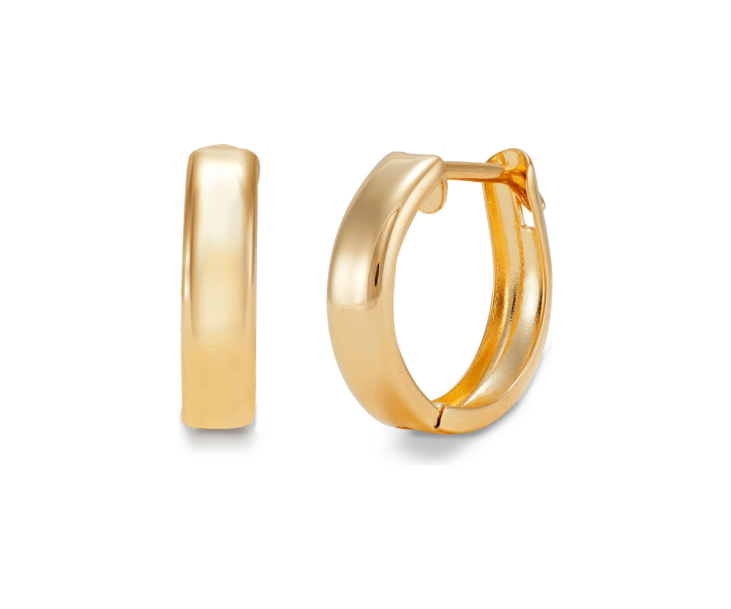 Round Huggie Hoop Earrings in 10K Yellow Gold