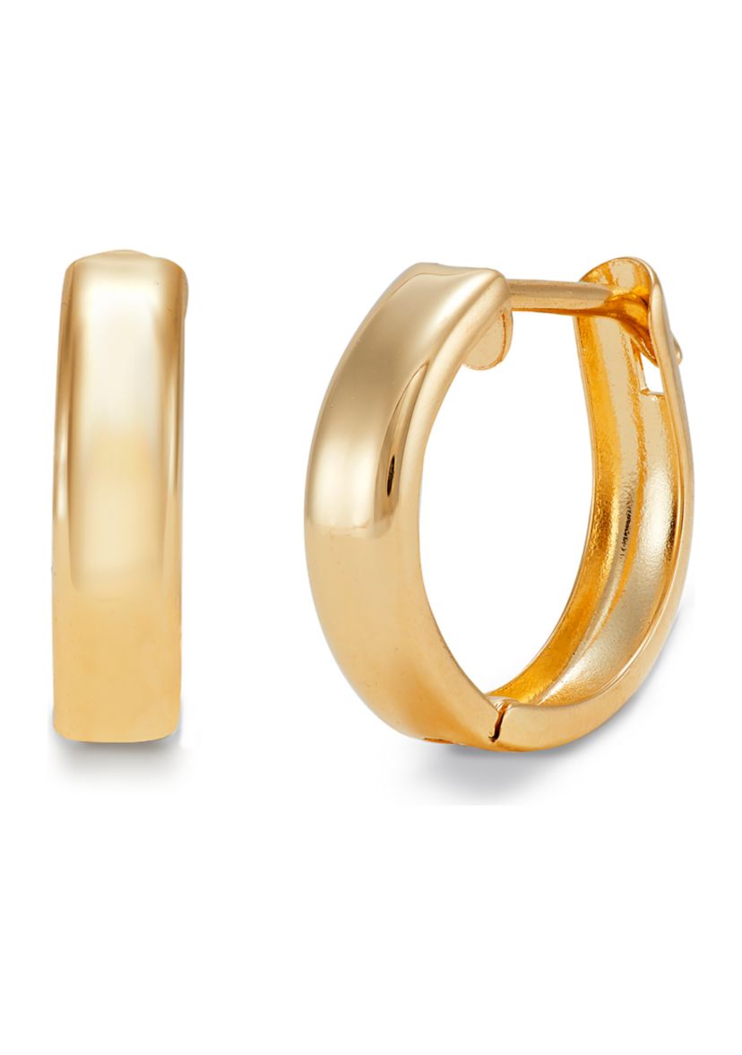 Round Huggie Hoop Earrings in 10K Yellow Gold