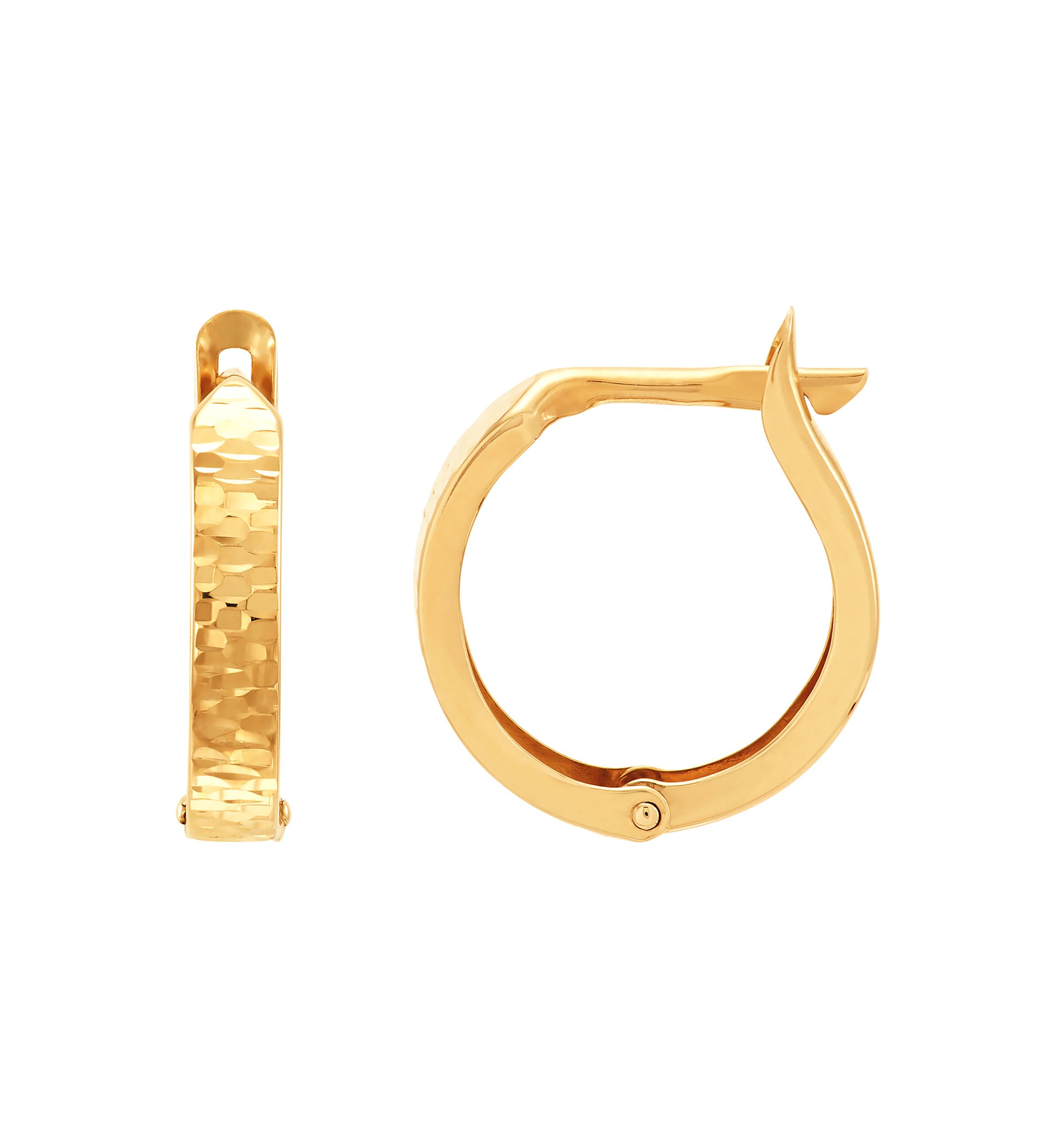 Radiant Cut Huggie Hoop Earrings in 10K Yellow Gold