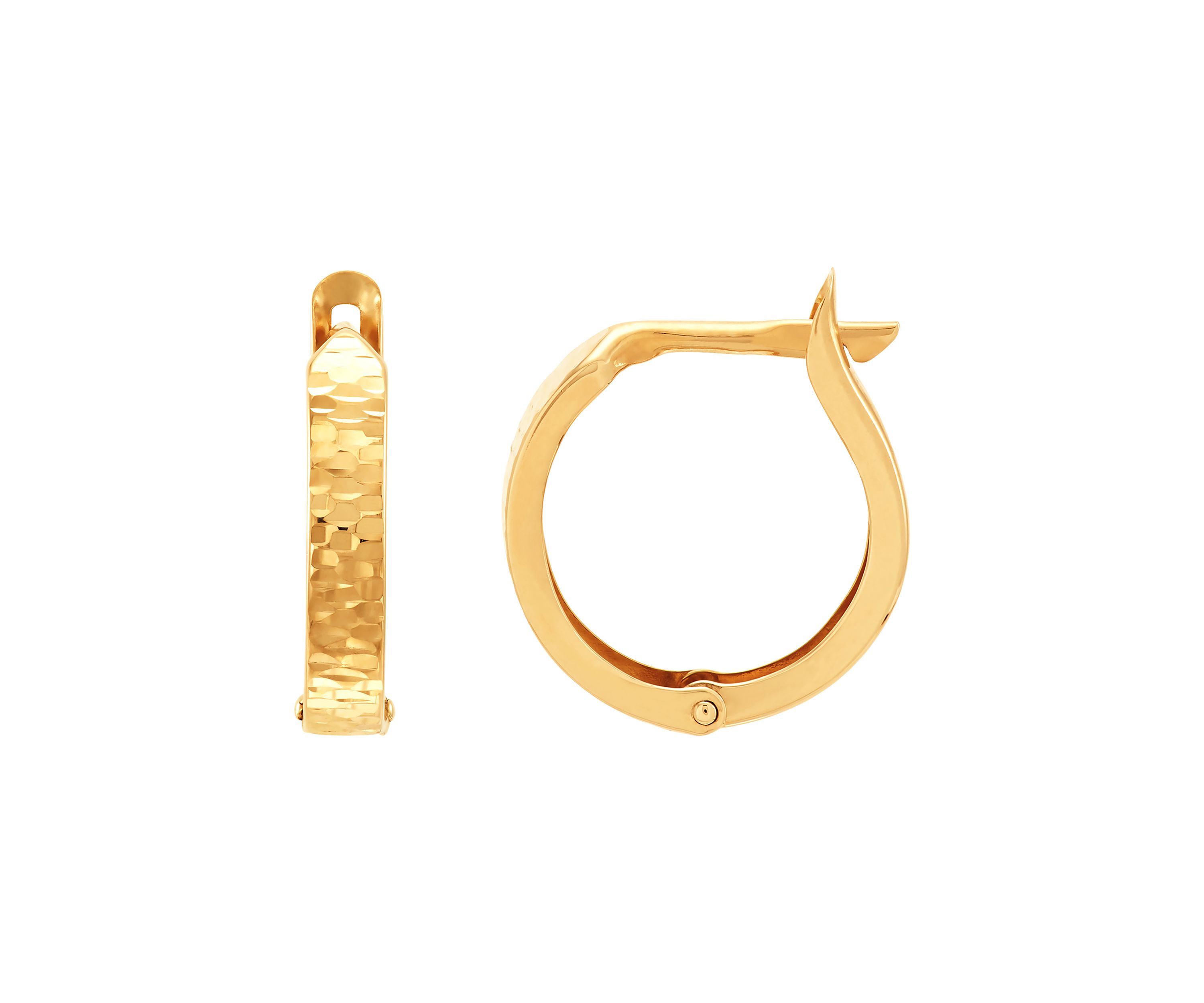 Radiant Cut Huggie Hoop Earrings in 10K Yellow Gold