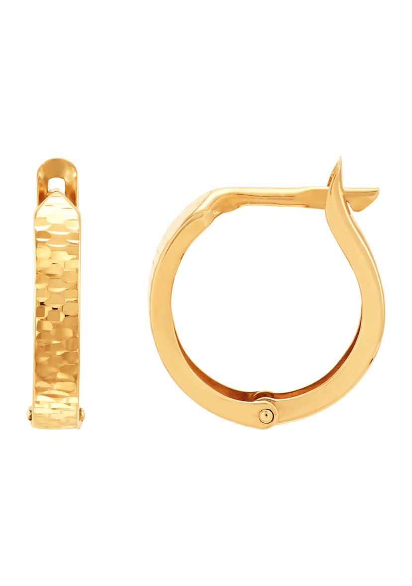 Radiant Cut Huggie Hoop Earrings in 10K Yellow Gold