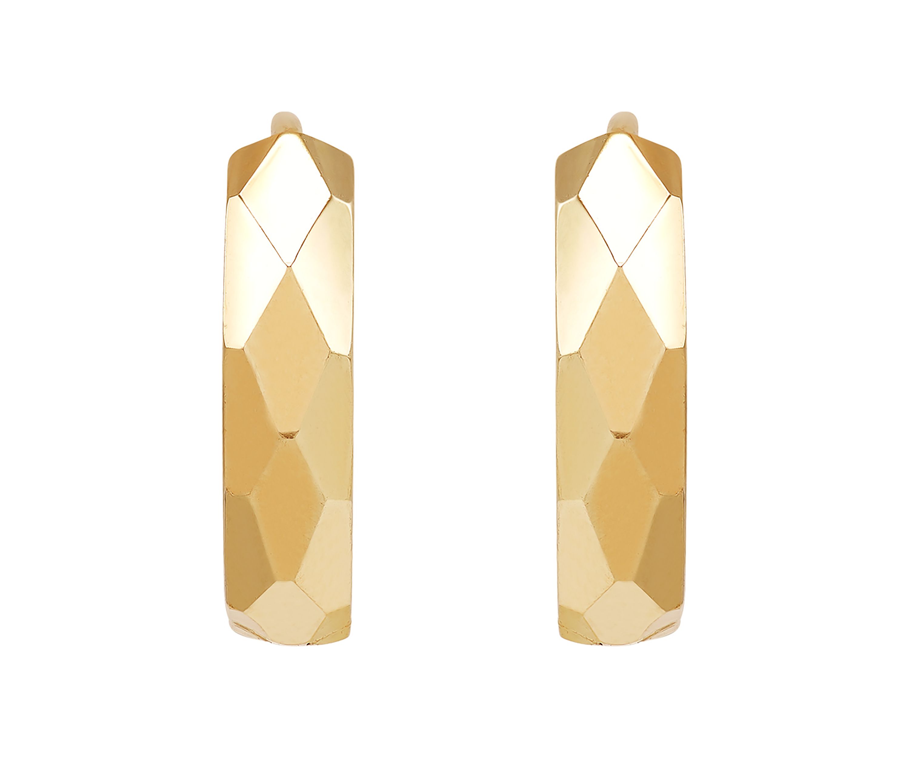 Faceted Design Huggies Hoop in 10K Yellow Gold