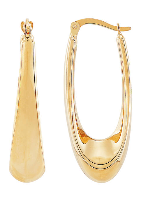 Oval Hoop Earrings in 10K Yellow Gold 