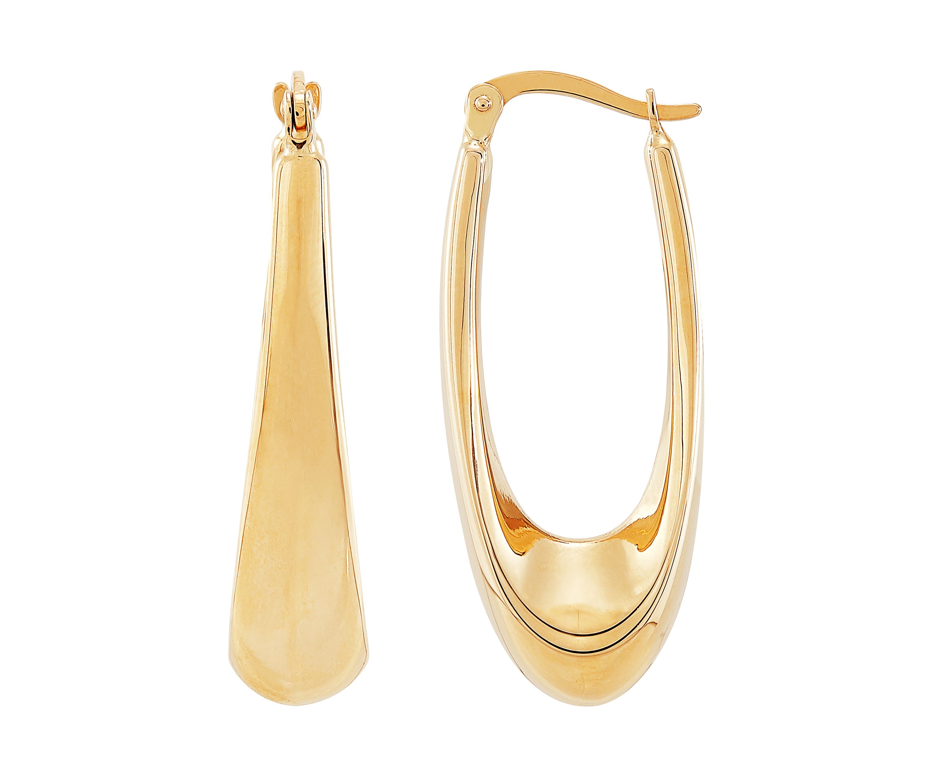 Oval Hoop Earrings in 10K Yellow Gold 
