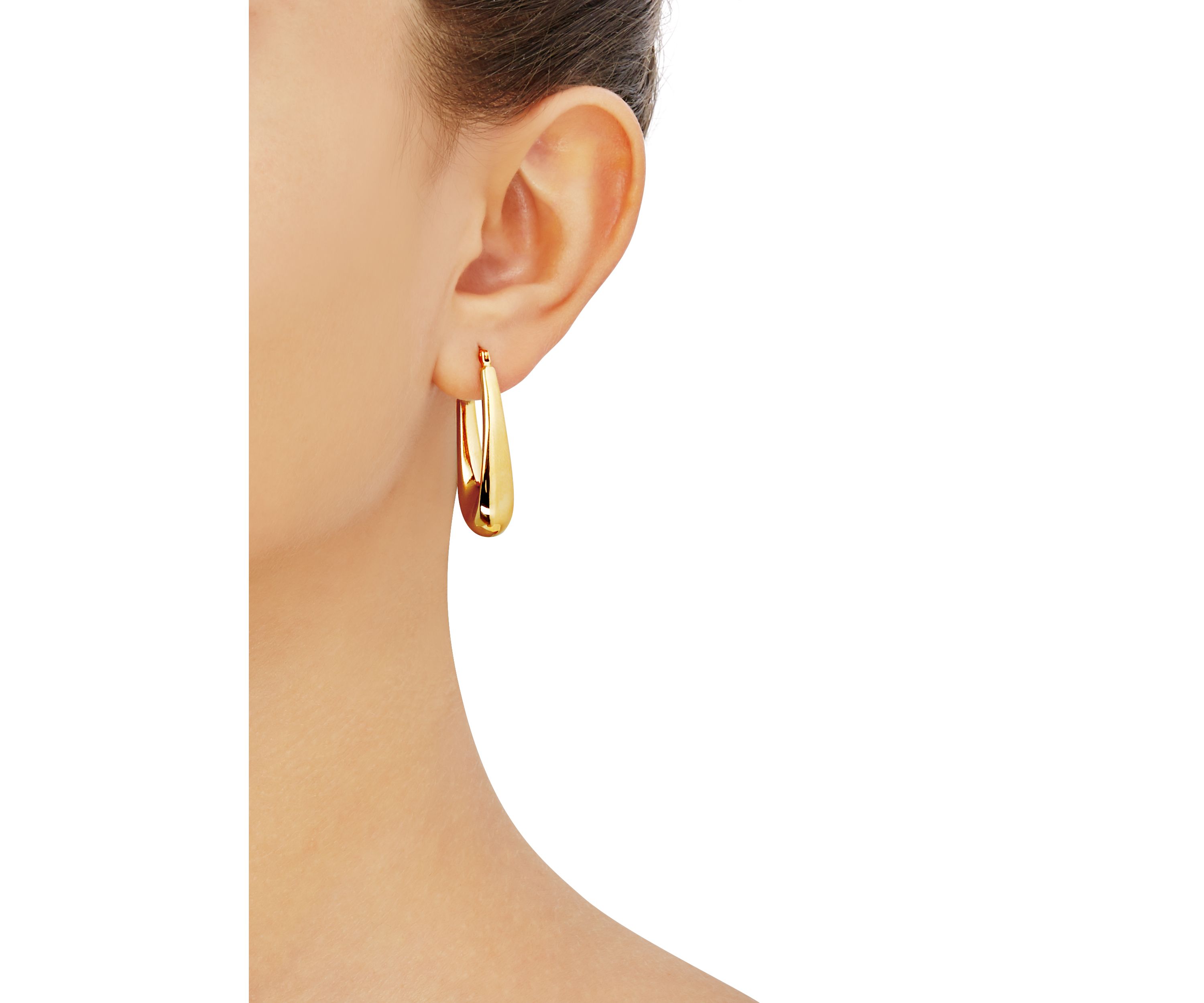 Oval Hoop Earrings in 10K Yellow Gold 