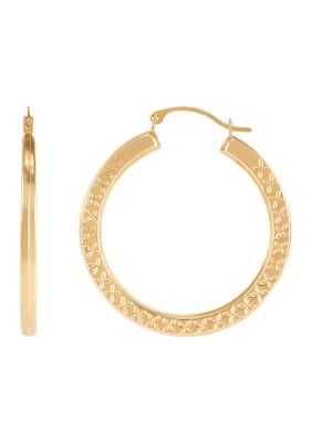 Belk & Co Square Pattern Hoop Earrings in 10K Yellow Gold