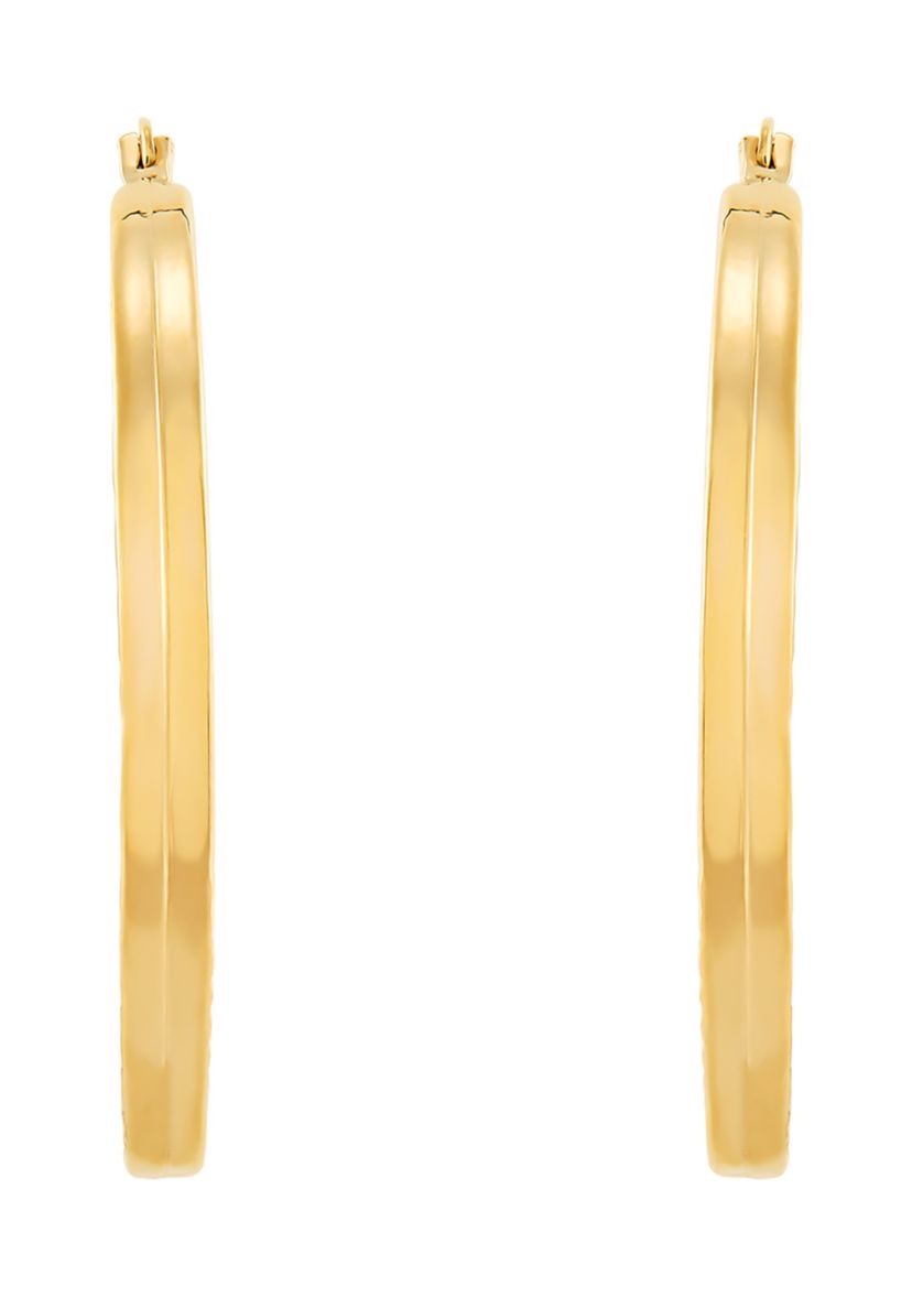 Square Pattern Hoop Earrings in 10K Yellow Gold