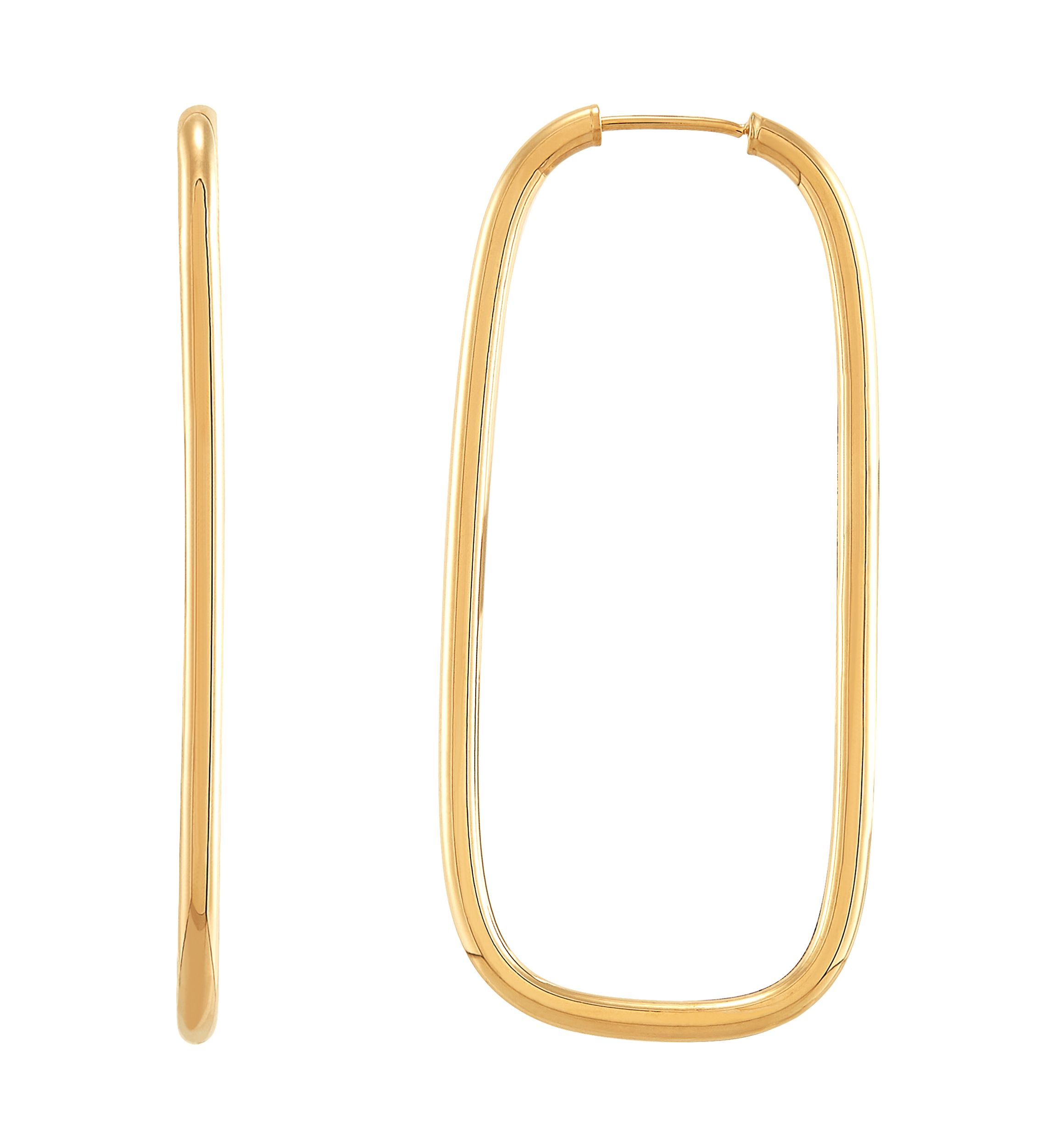 Rectangle Hoop Earrings in 10K Yellow Gold