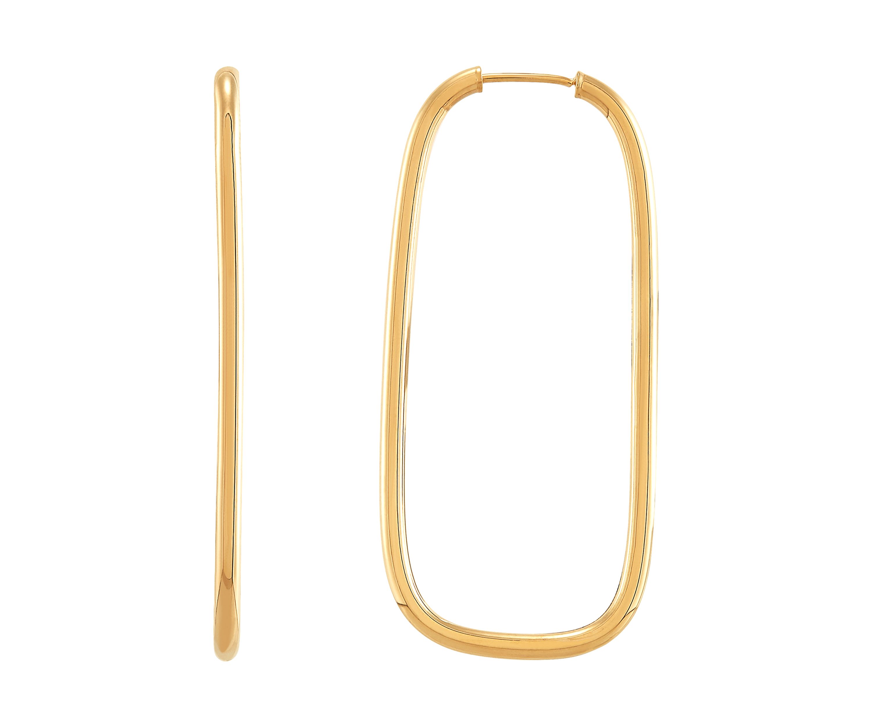 Rectangle Hoop Earrings in 10K Yellow Gold