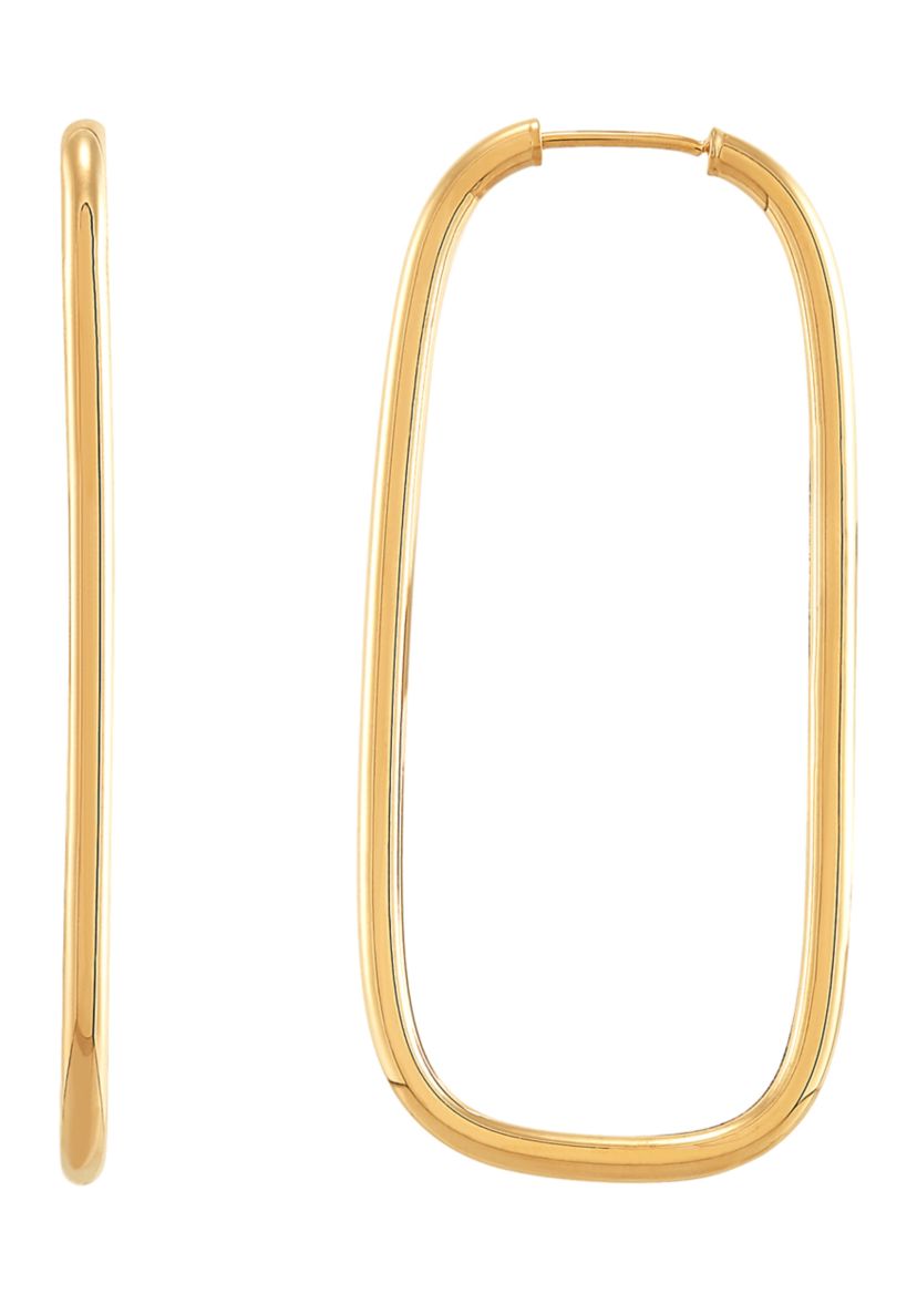 Rectangle Hoop Earrings in 10K Yellow Gold
