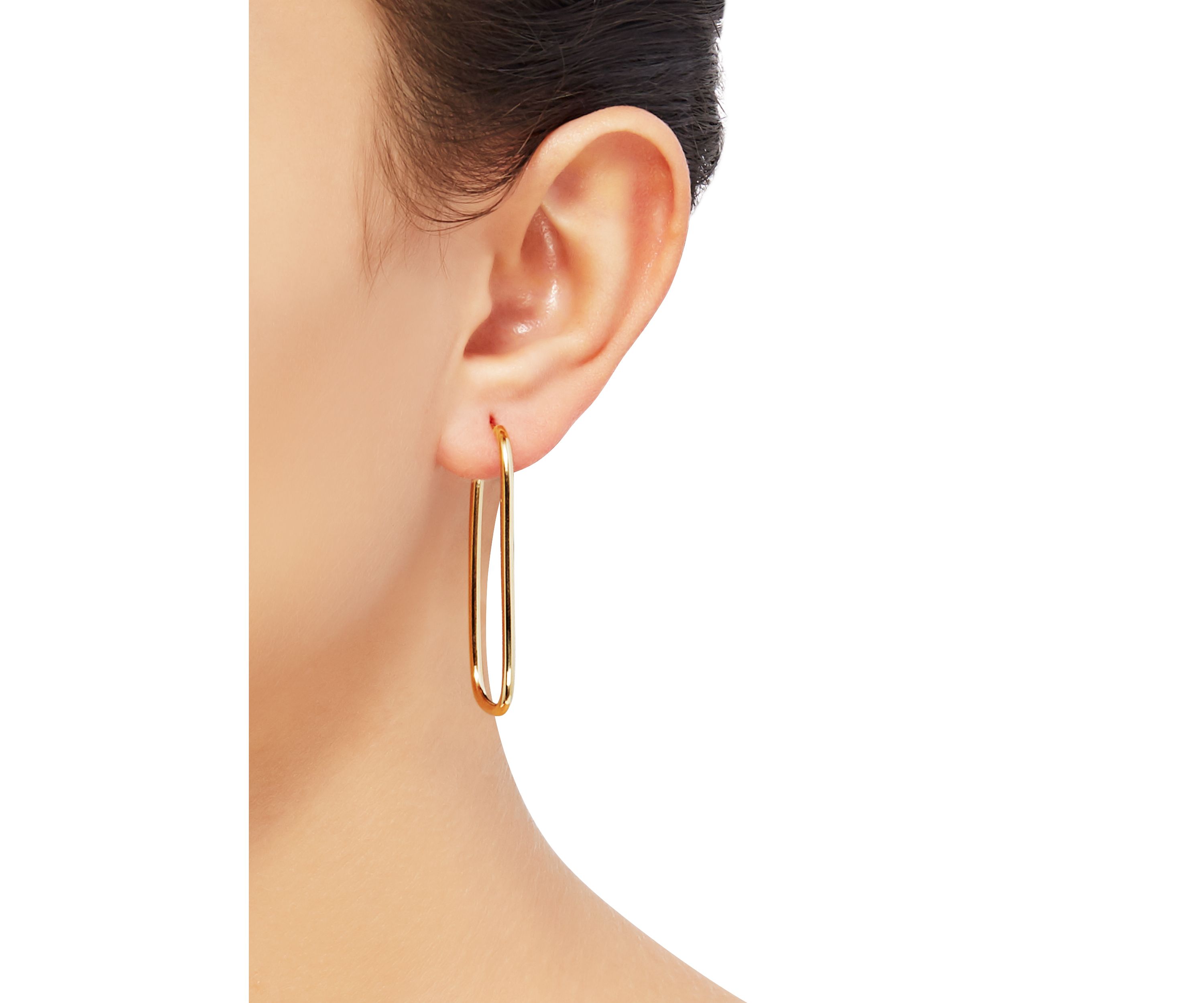 Rectangle Hoop Earrings in 10K Yellow Gold
