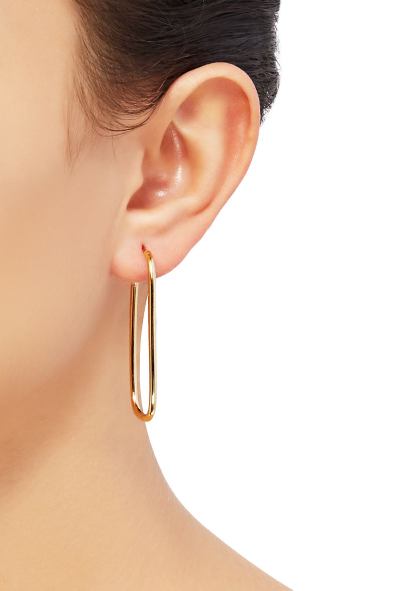 Rectangle Hoop Earrings in 10K Yellow Gold