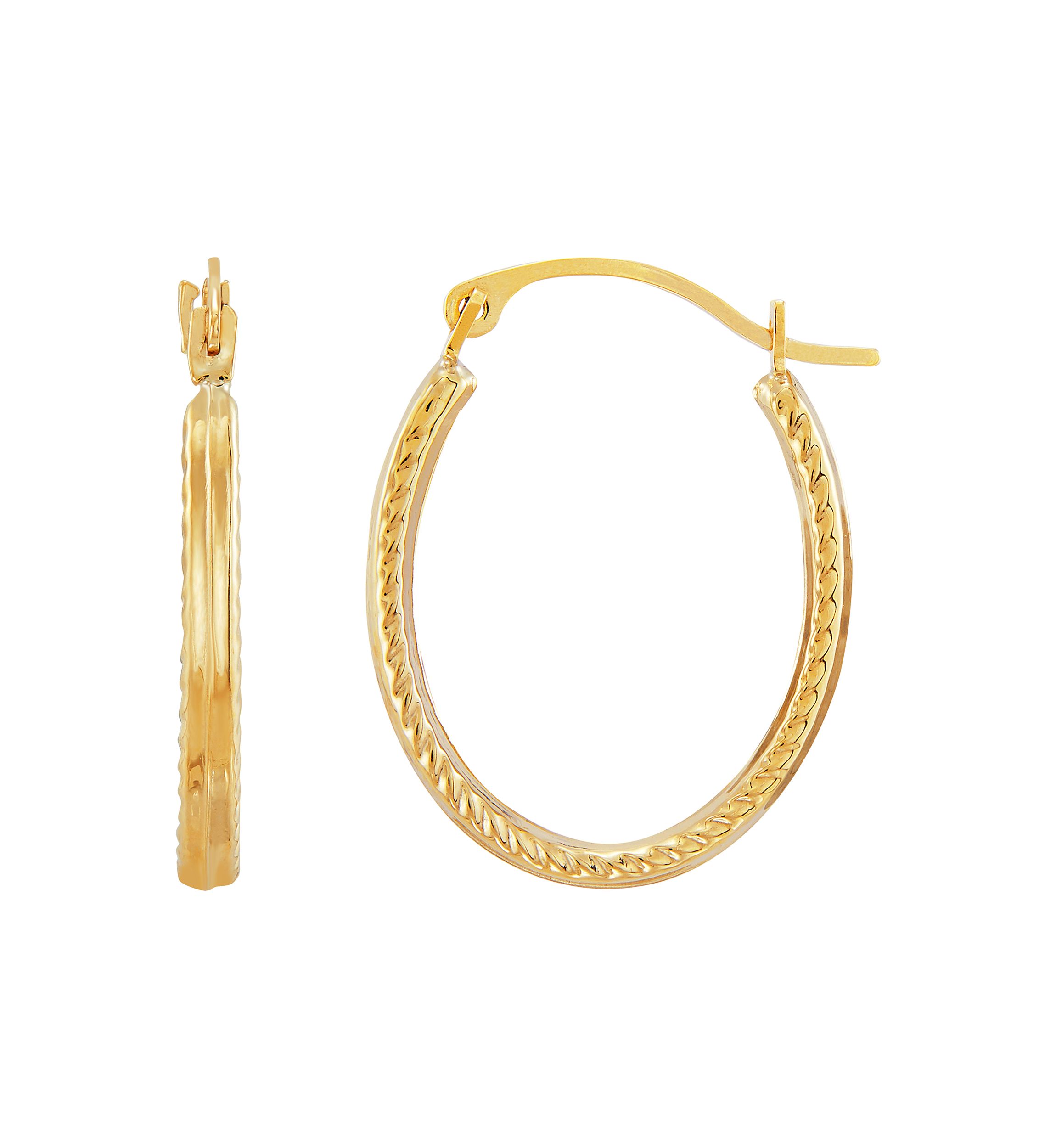 Diamond Shape Plain Hoop Earrings in 10K Yellow Gold