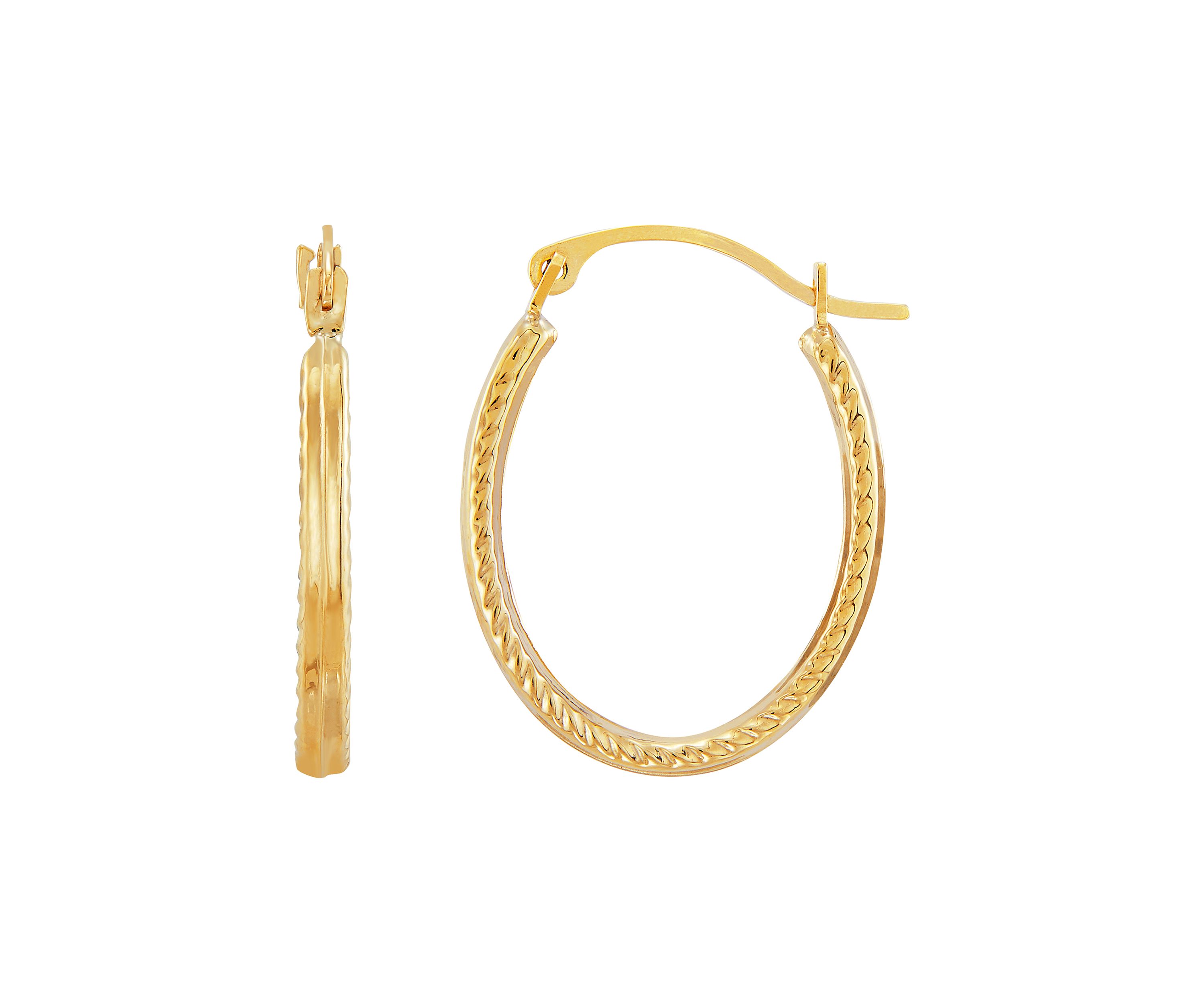 Diamond Shape Plain Hoop Earrings in 10K Yellow Gold