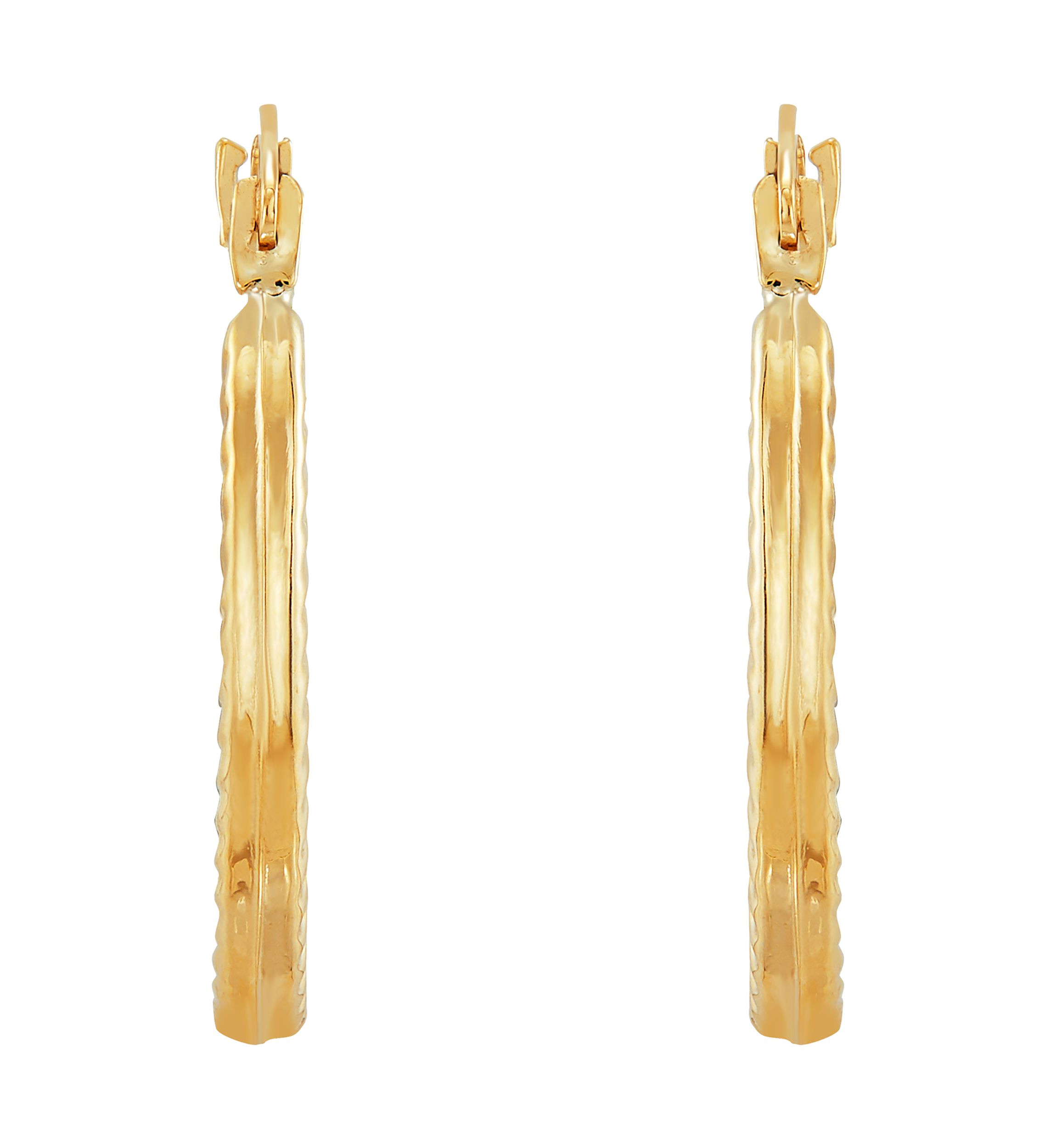 Diamond Shape Plain Hoop Earrings in 10K Yellow Gold