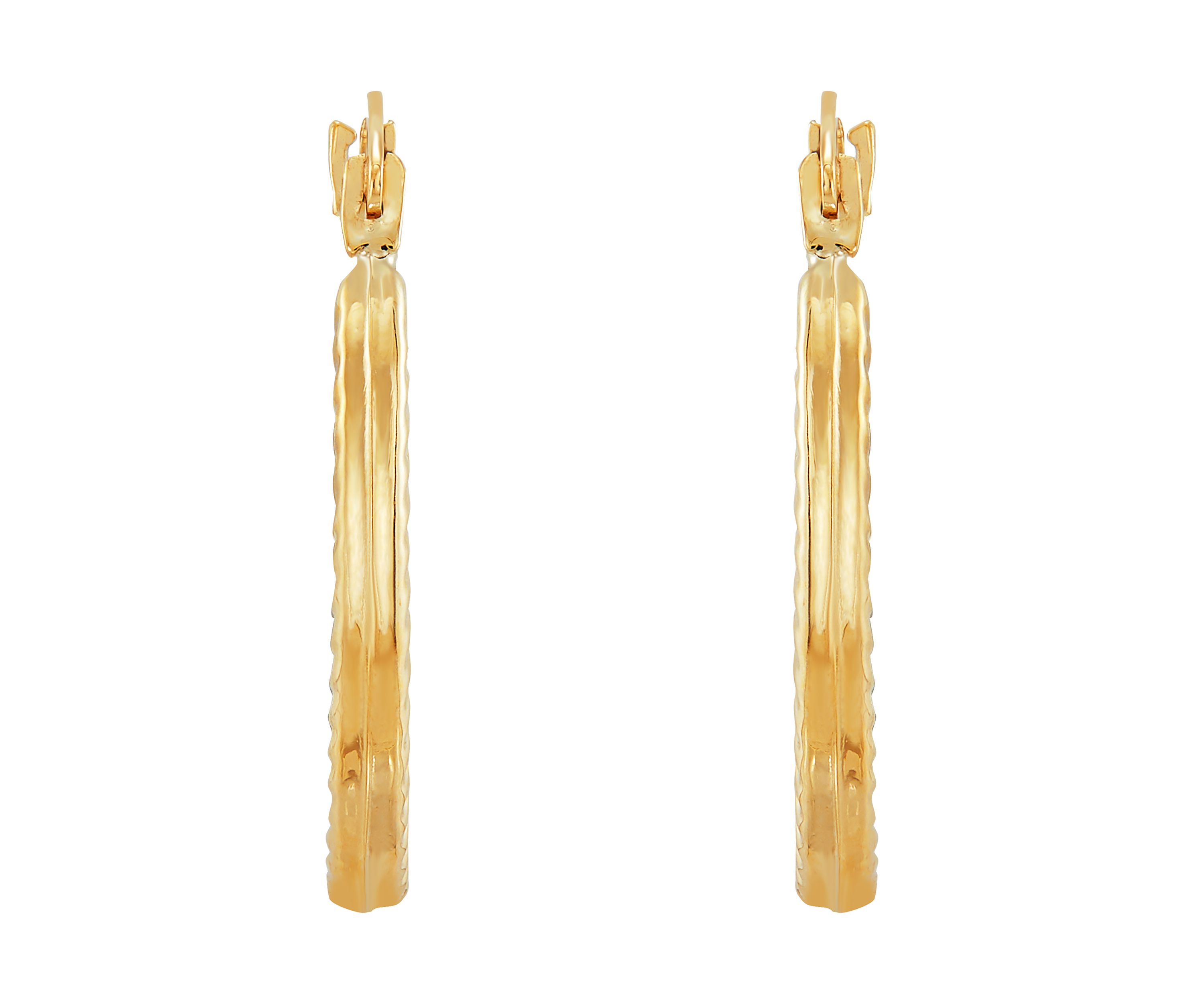 Diamond Shape Plain Hoop Earrings in 10K Yellow Gold