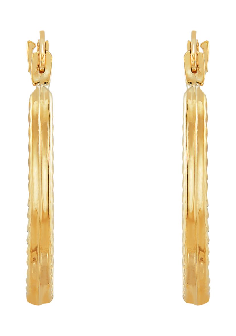 Diamond Shape Plain Hoop Earrings in 10K Yellow Gold