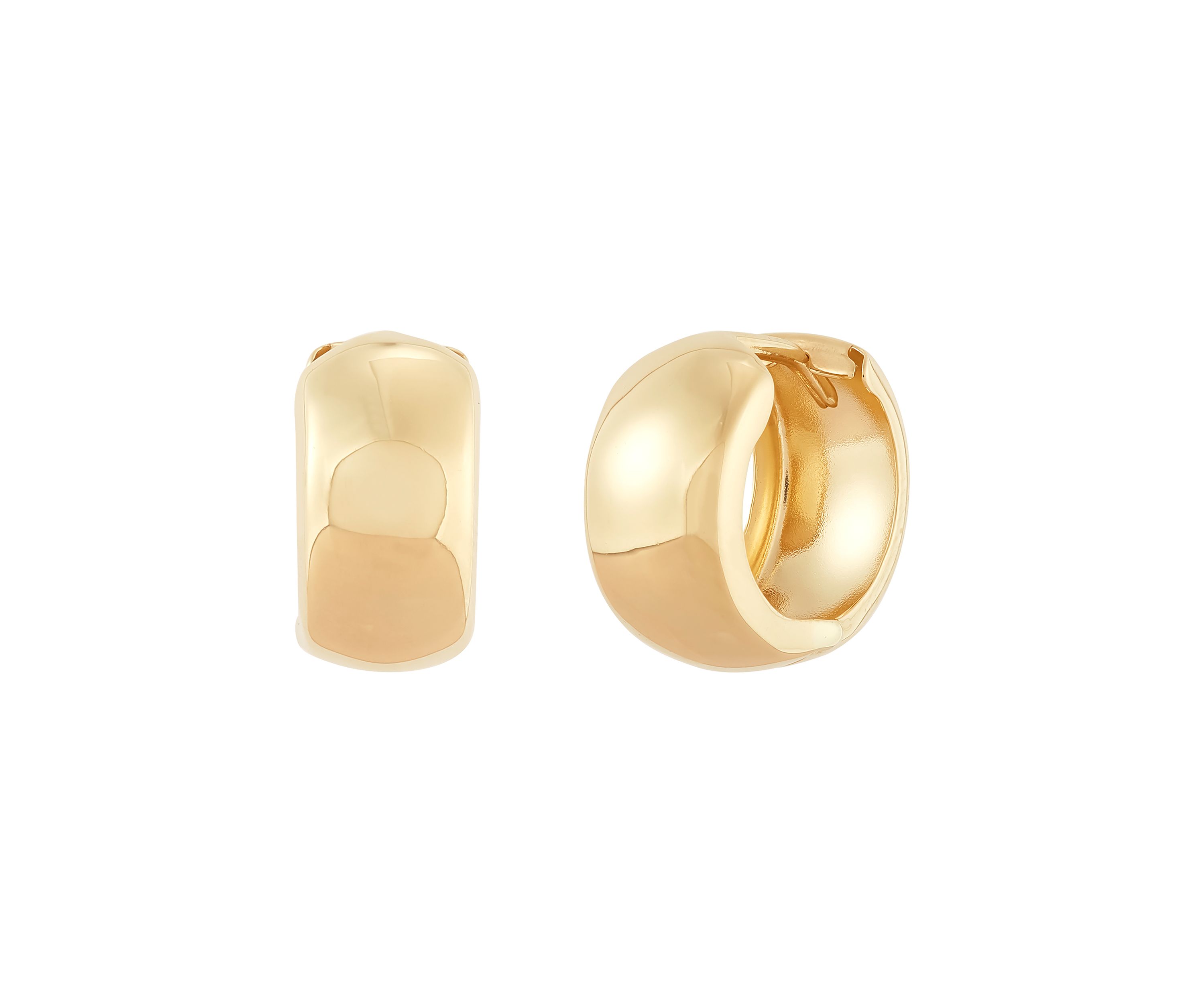 Hollow Huggie Hoop Earrings in 10K Yellow Gold