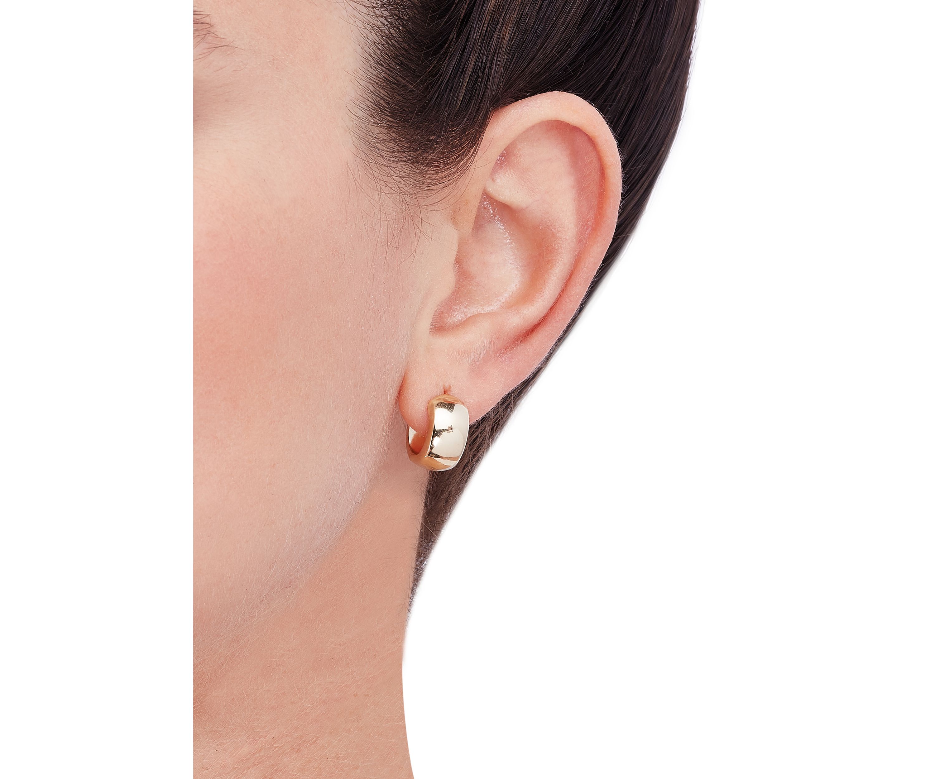 Hollow Huggie Hoop Earrings in 10K Yellow Gold