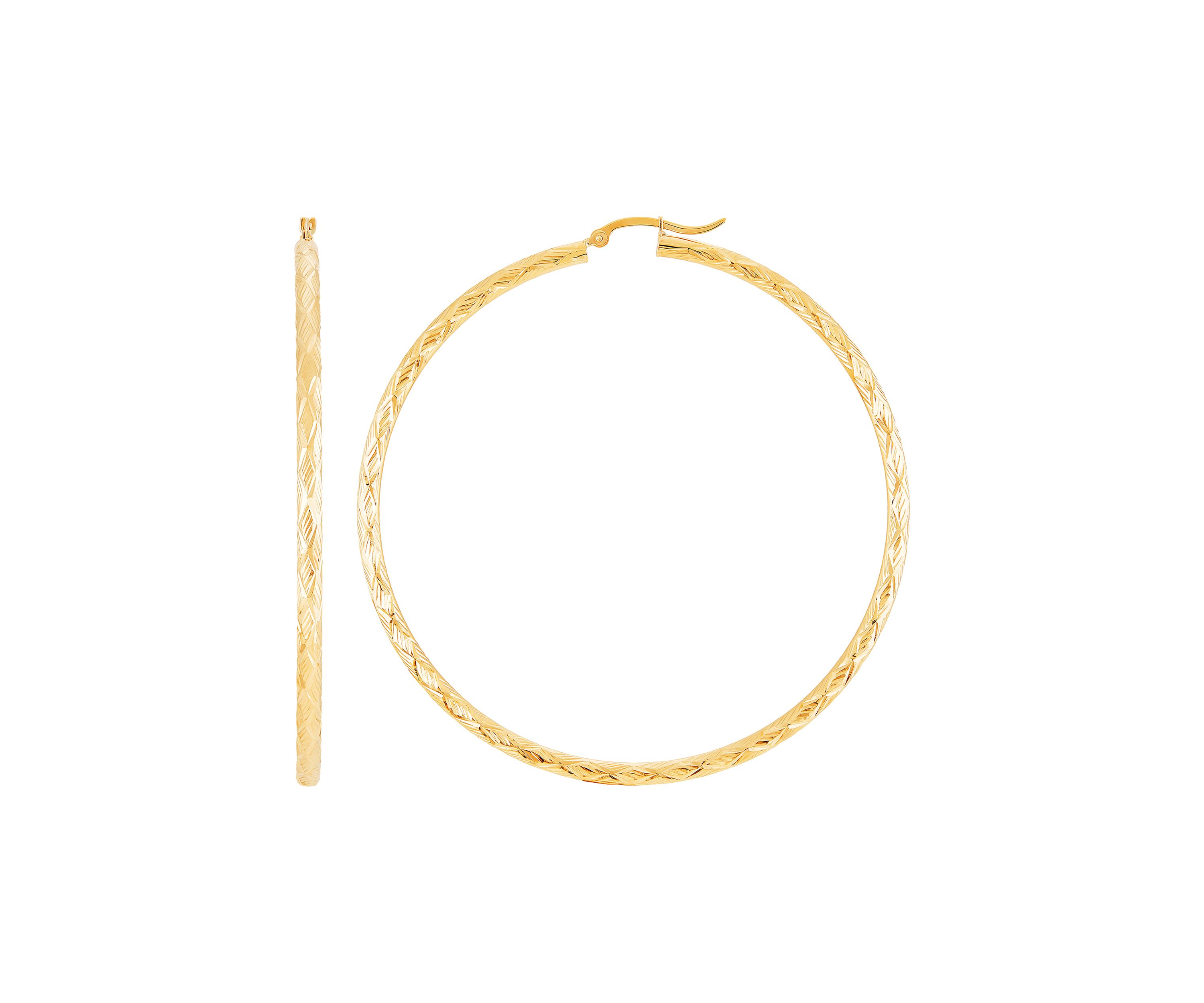3 mm x 70 mm Tube Hoop in 10K Yellow Gold