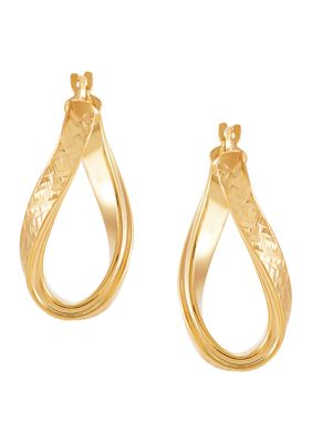 Belk & Co Flat Curve Oval Hoop Earrings in 10K Yellow Gold