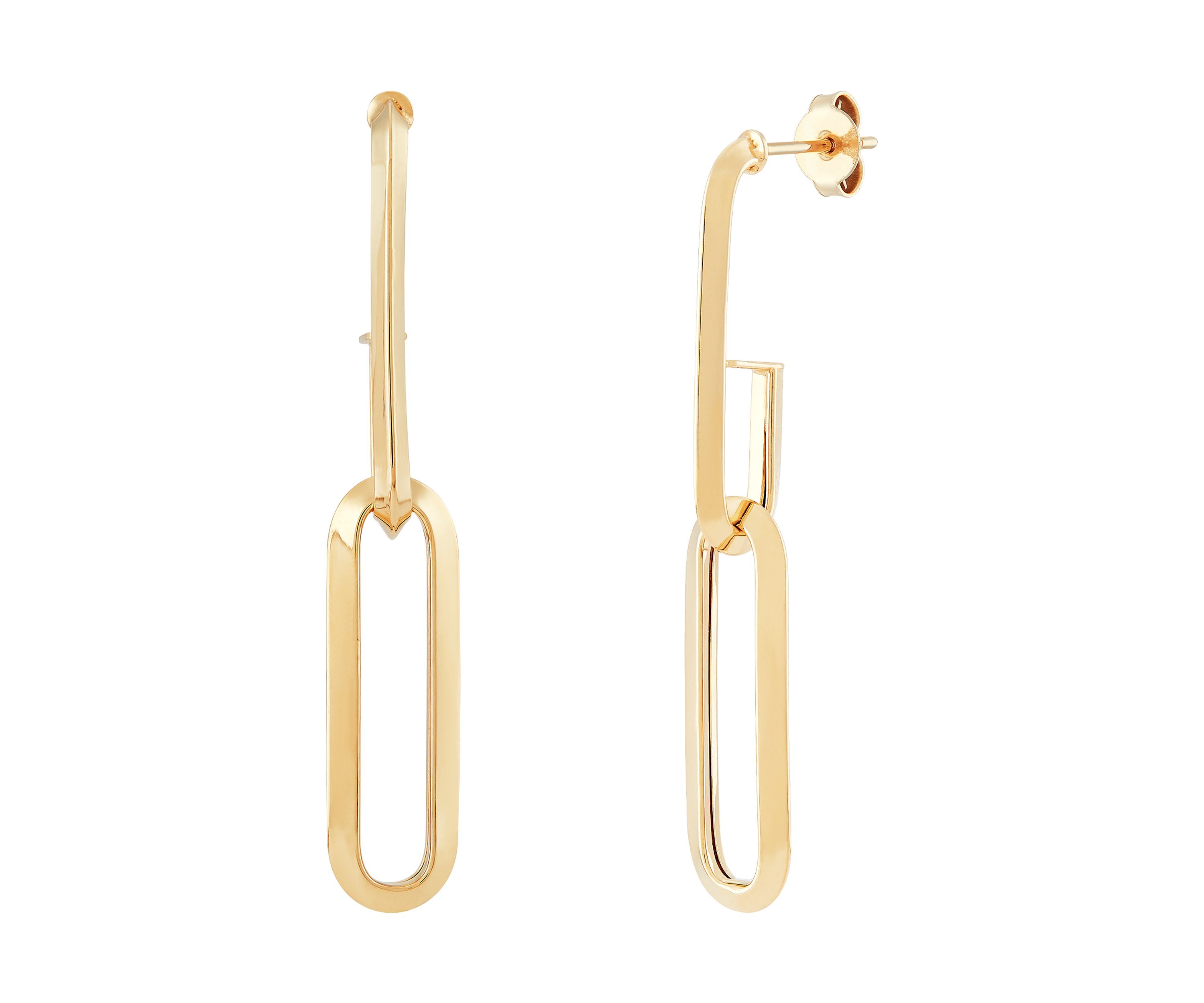 J with Paperclip Drop Hoop in 10K Yellow Gold