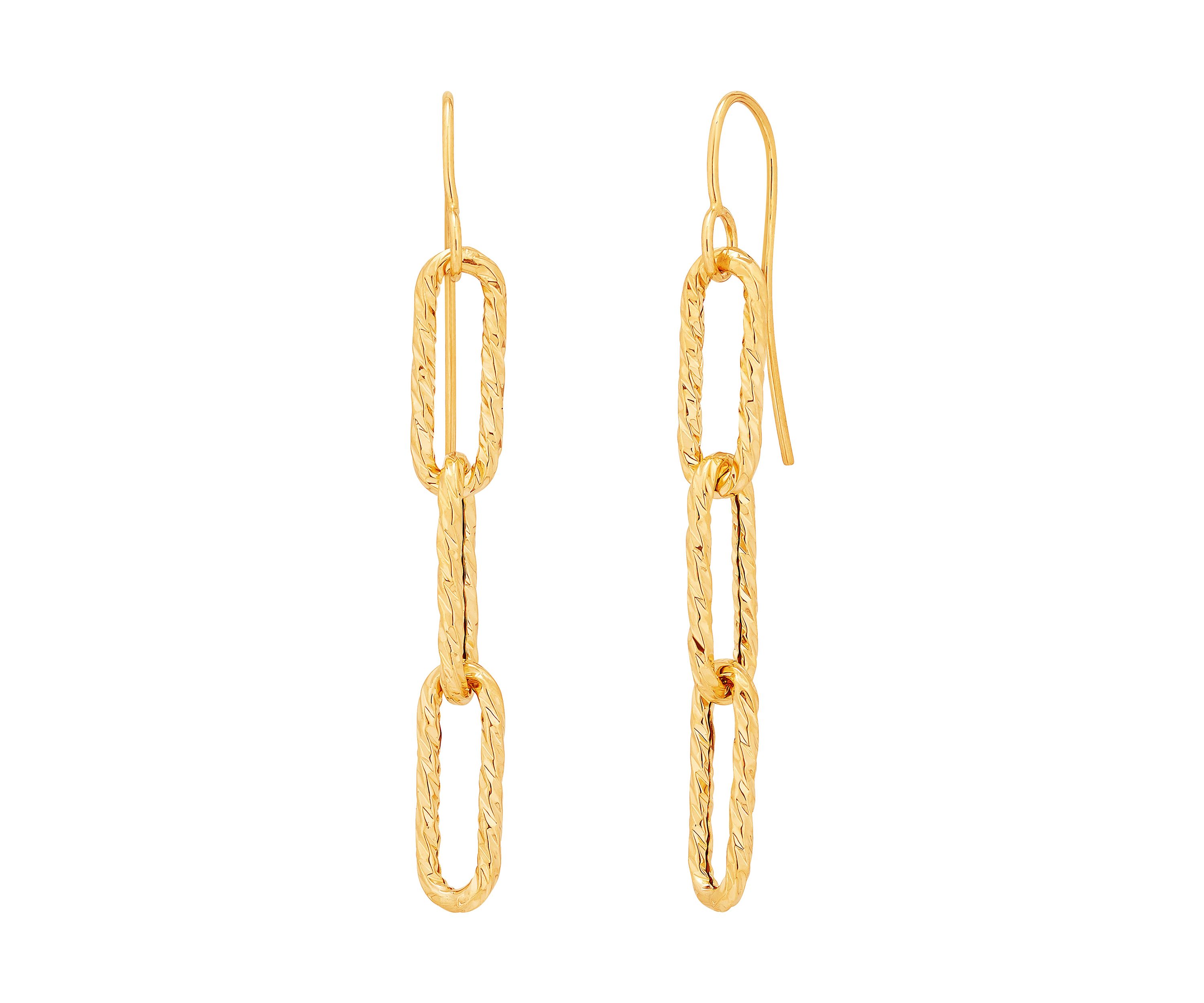 Paperclip Links Drop Earring in 10K Yellow Gold