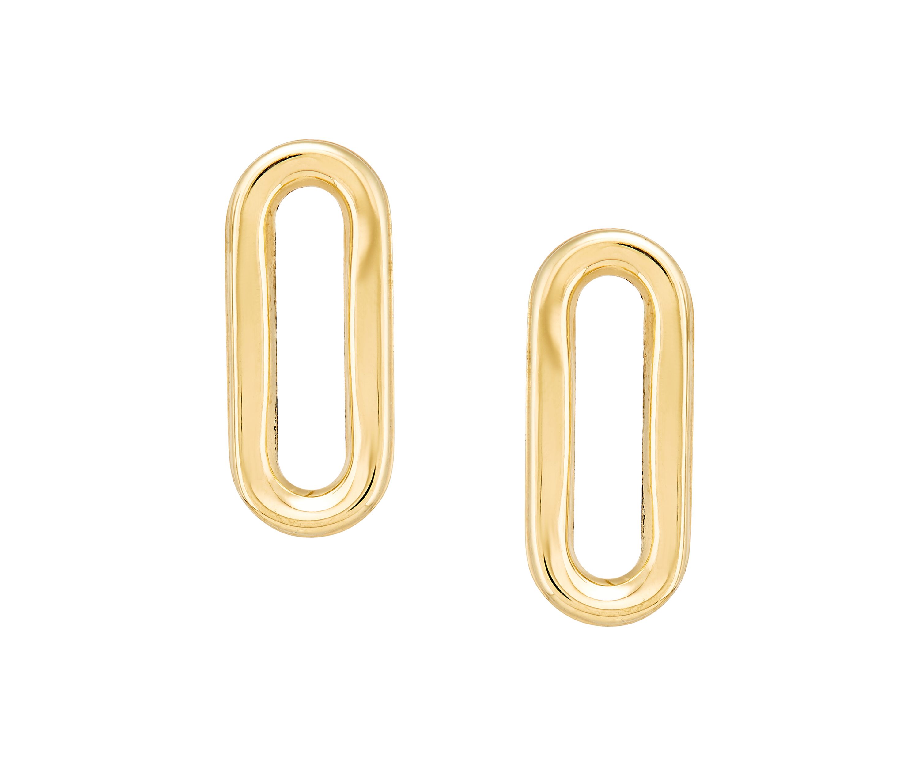 Small Paperclip Stud Earrings in 10K Yellow Gold