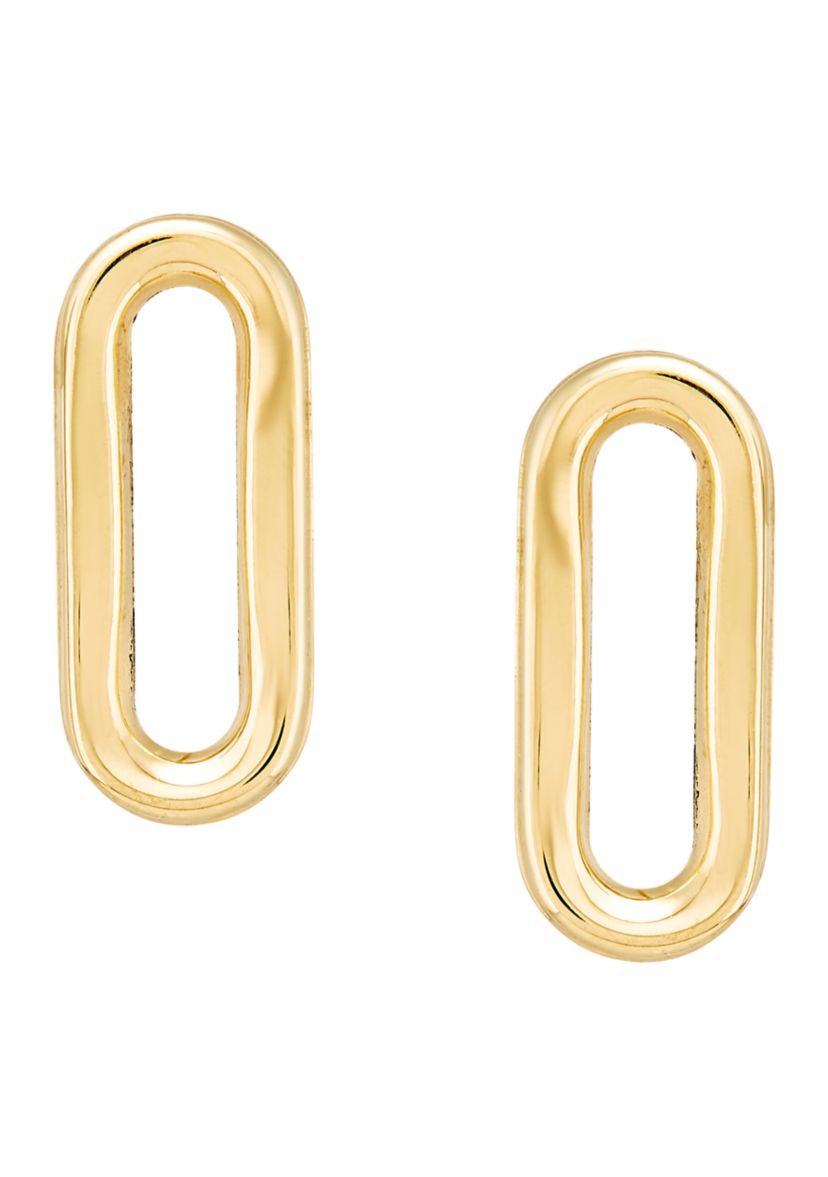 Small Paperclip Stud Earrings in 10K Yellow Gold