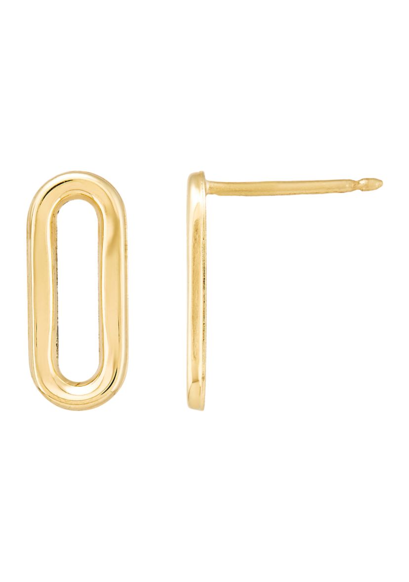 Small Paperclip Stud Earrings in 10K Yellow Gold