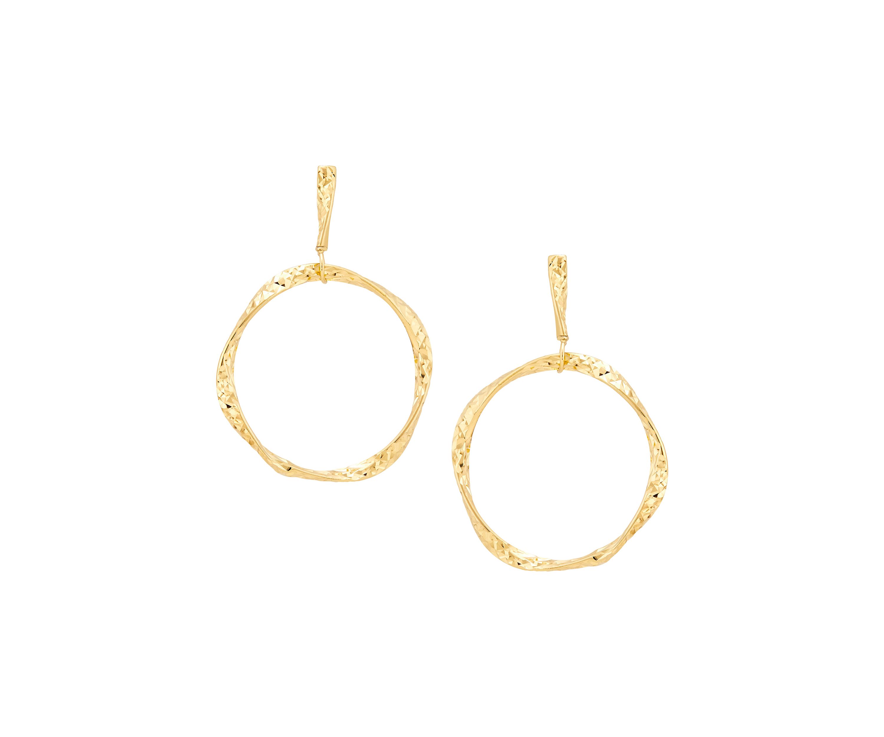 Twist Tube Drop with Bar Topper Earrings in 10K Yellow Gold