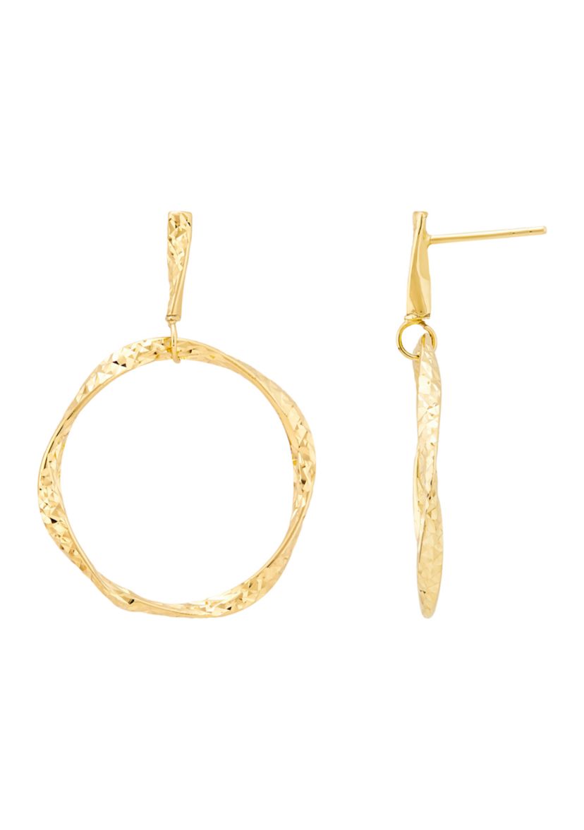Twist Tube Drop with Bar Topper Earrings in 10K Yellow Gold