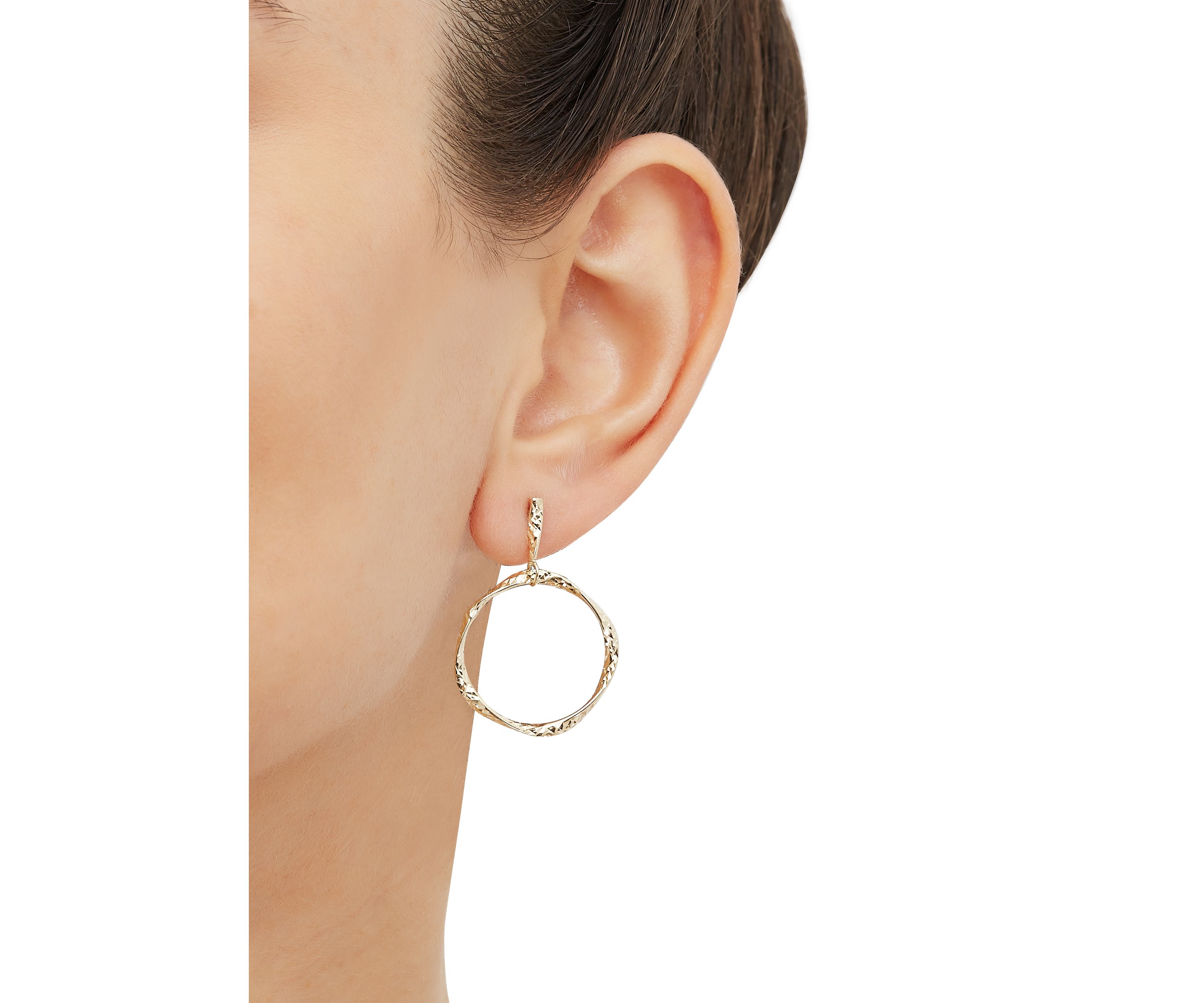 Twist Tube Drop with Bar Topper Earrings in 10K Yellow Gold