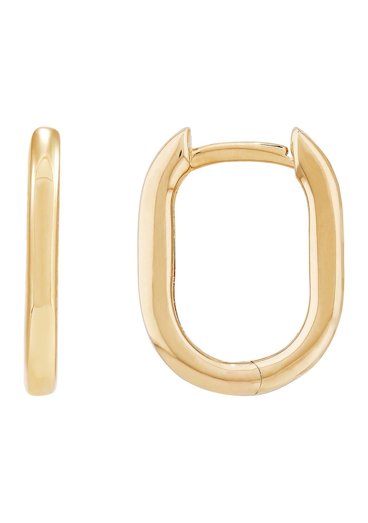 Oval Huggie Hoop Earrings in 10K Yellow Gold