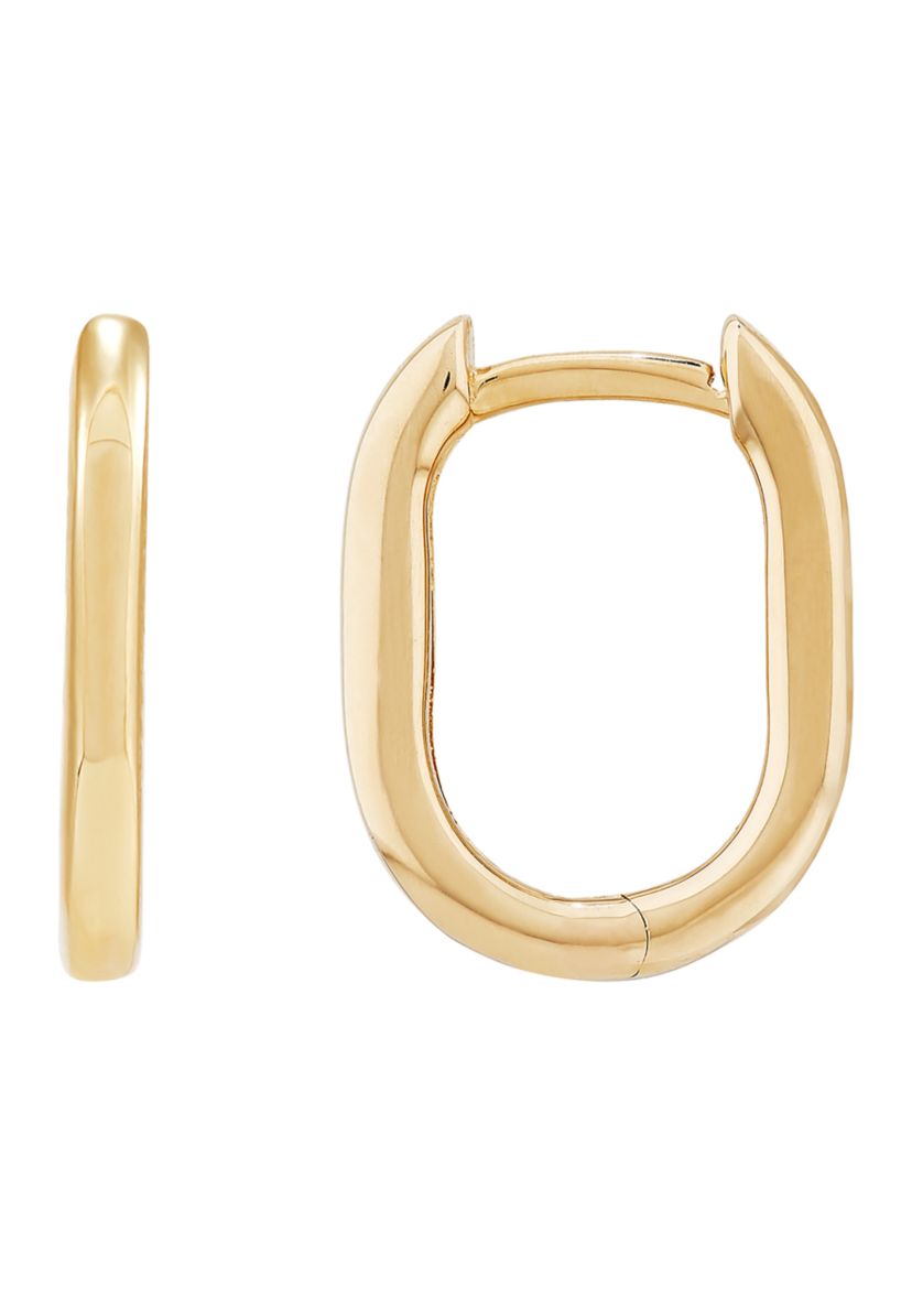 Oval Huggie Hoop Earrings in 10K Yellow Gold