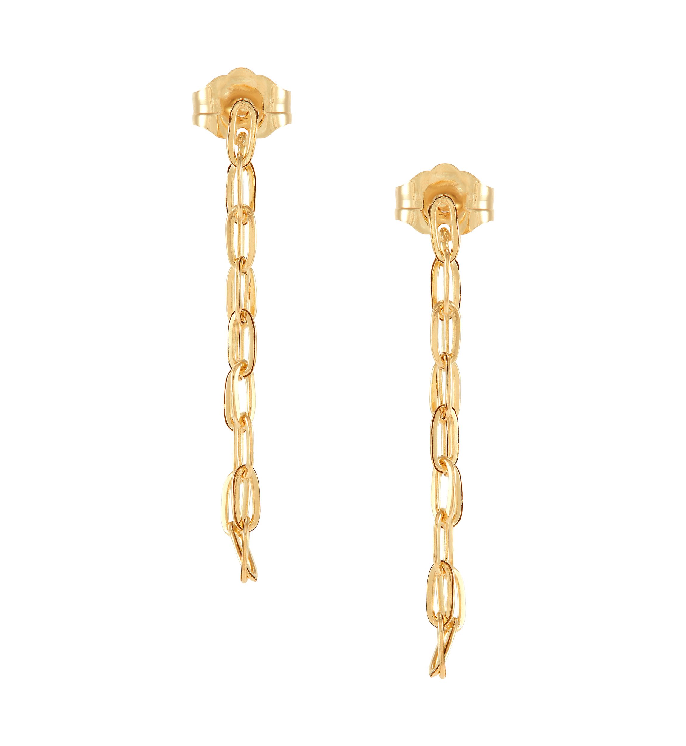 Paperclip Chain Earrings in 10K Yellow Gold