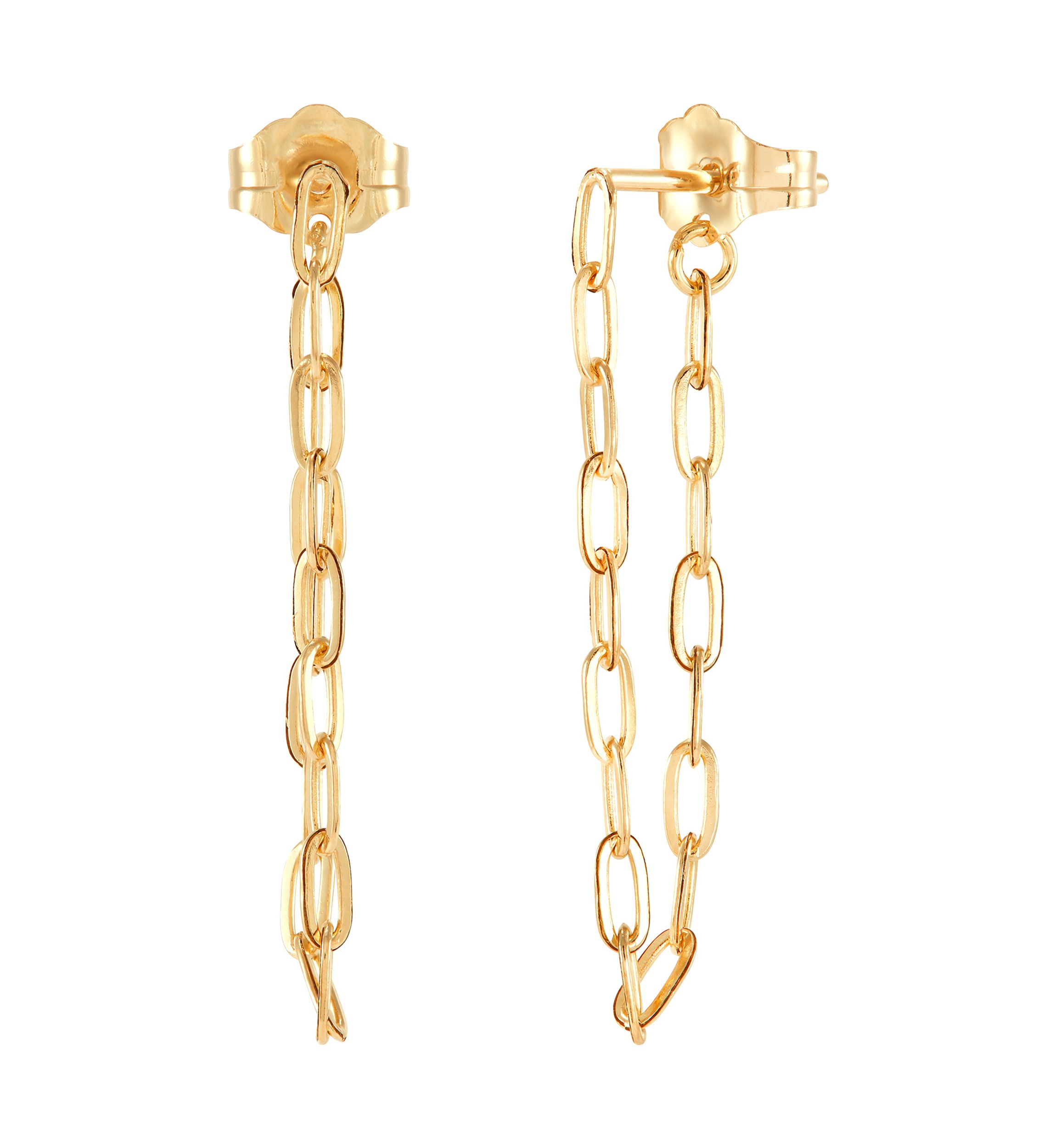 Paperclip Chain Earrings in 10K Yellow Gold
