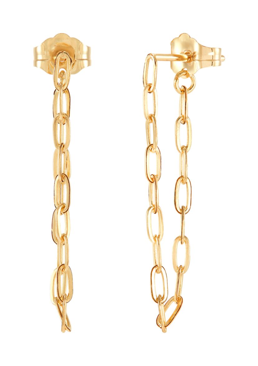 Paperclip Chain Earrings in 10K Yellow Gold