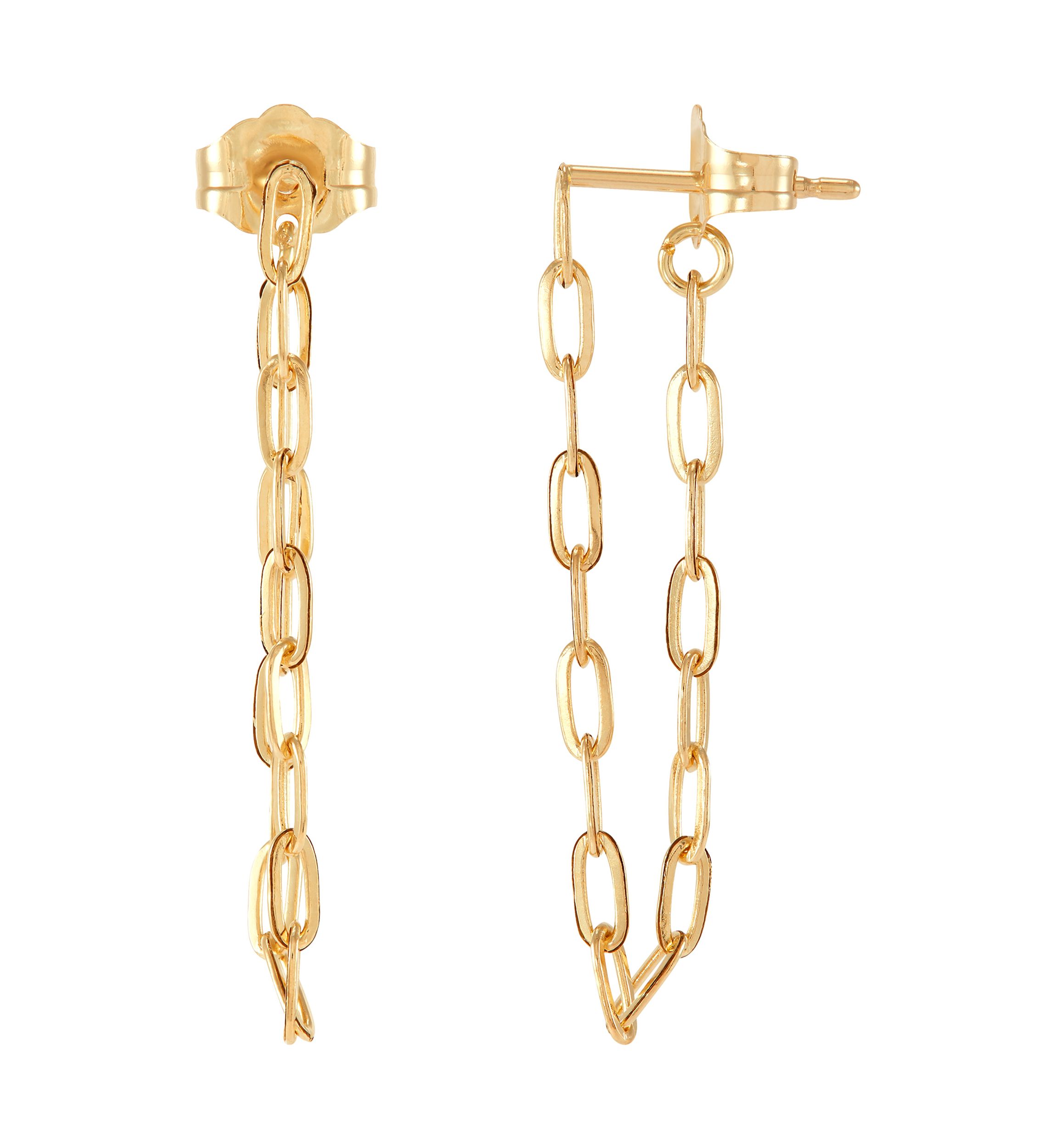 Paperclip Chain Earrings in 10K Yellow Gold