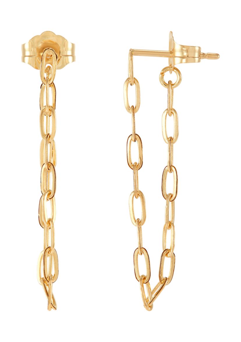Paperclip Chain Earrings in 10K Yellow Gold