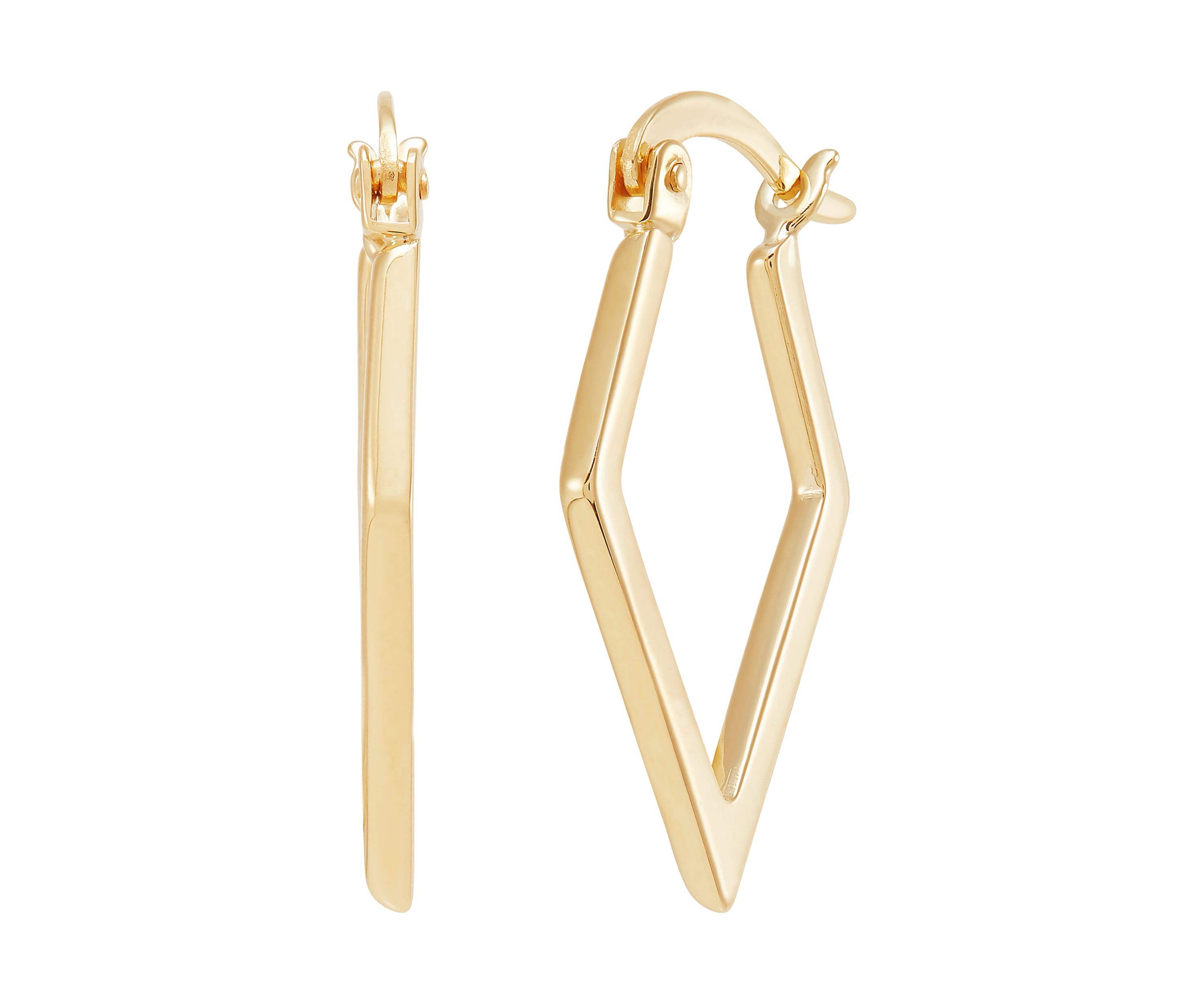 Diamond Shape Tube Hoop Earrings in 10K Yellow Gold