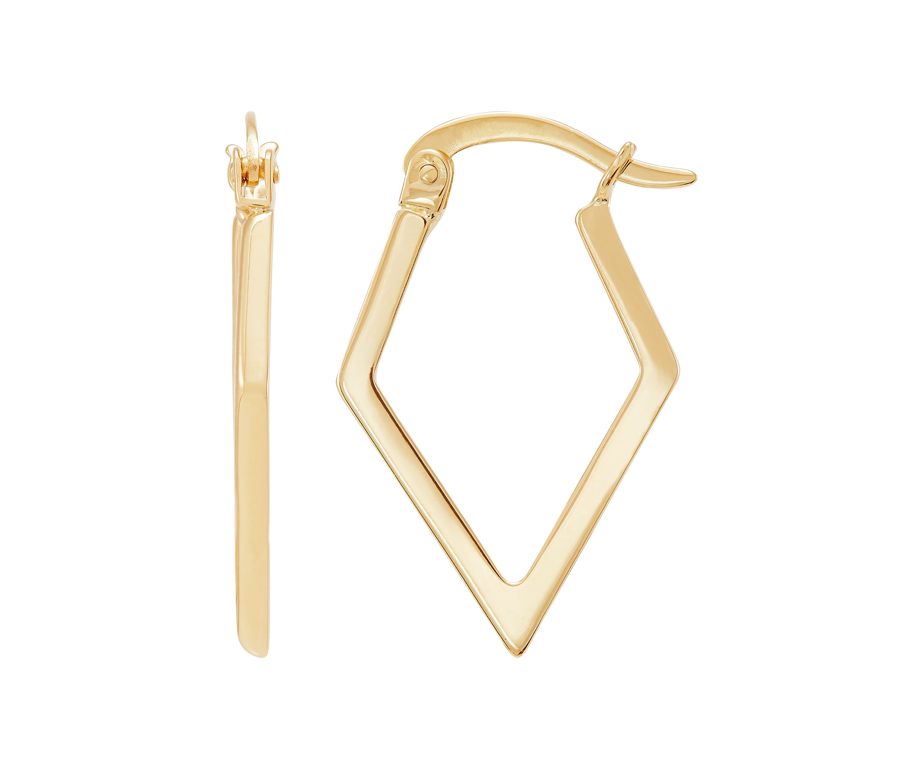 Diamond Shape Tube Hoop Earrings in 10K Yellow Gold