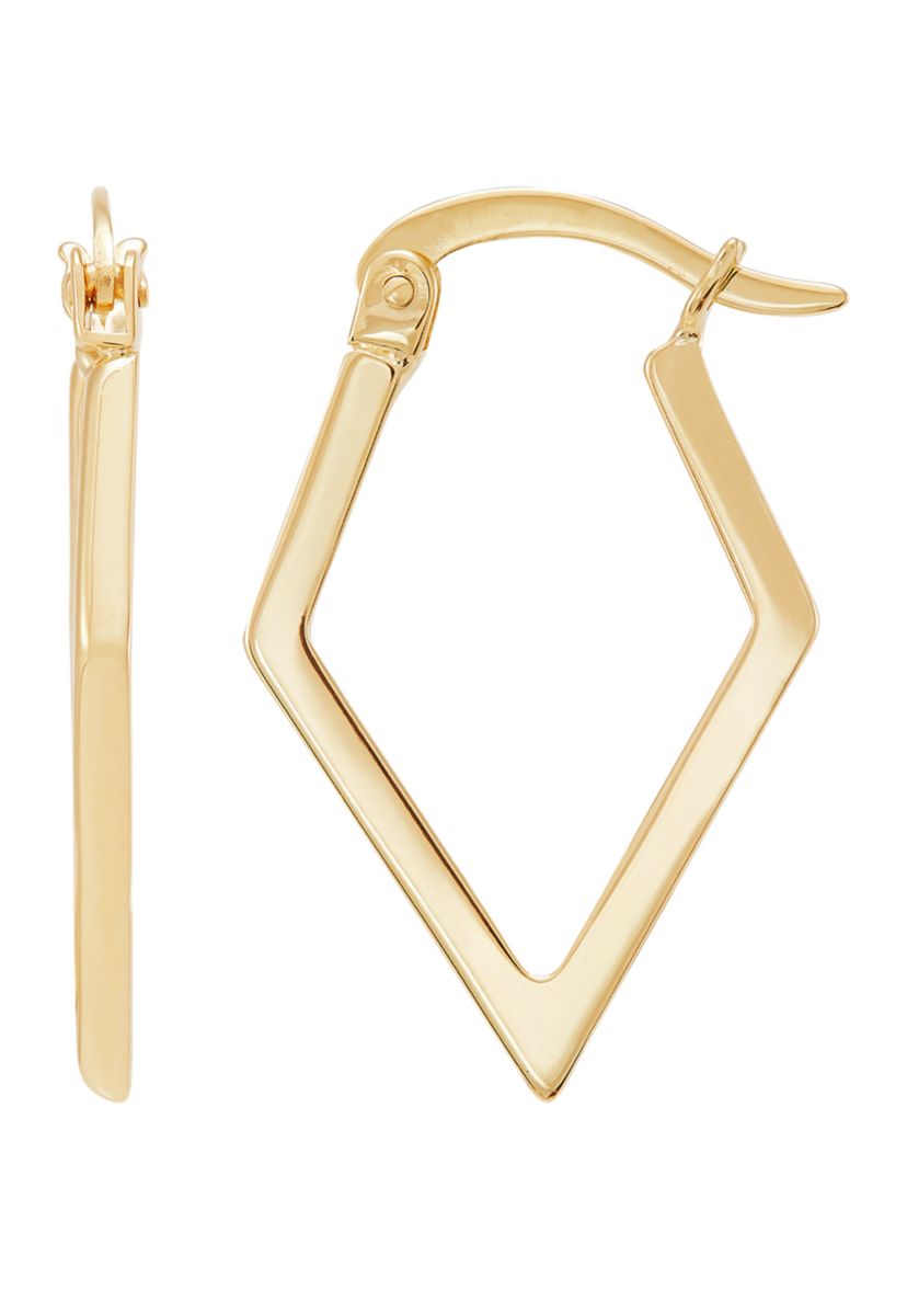Diamond Shape Tube Hoop Earrings in 10K Yellow Gold