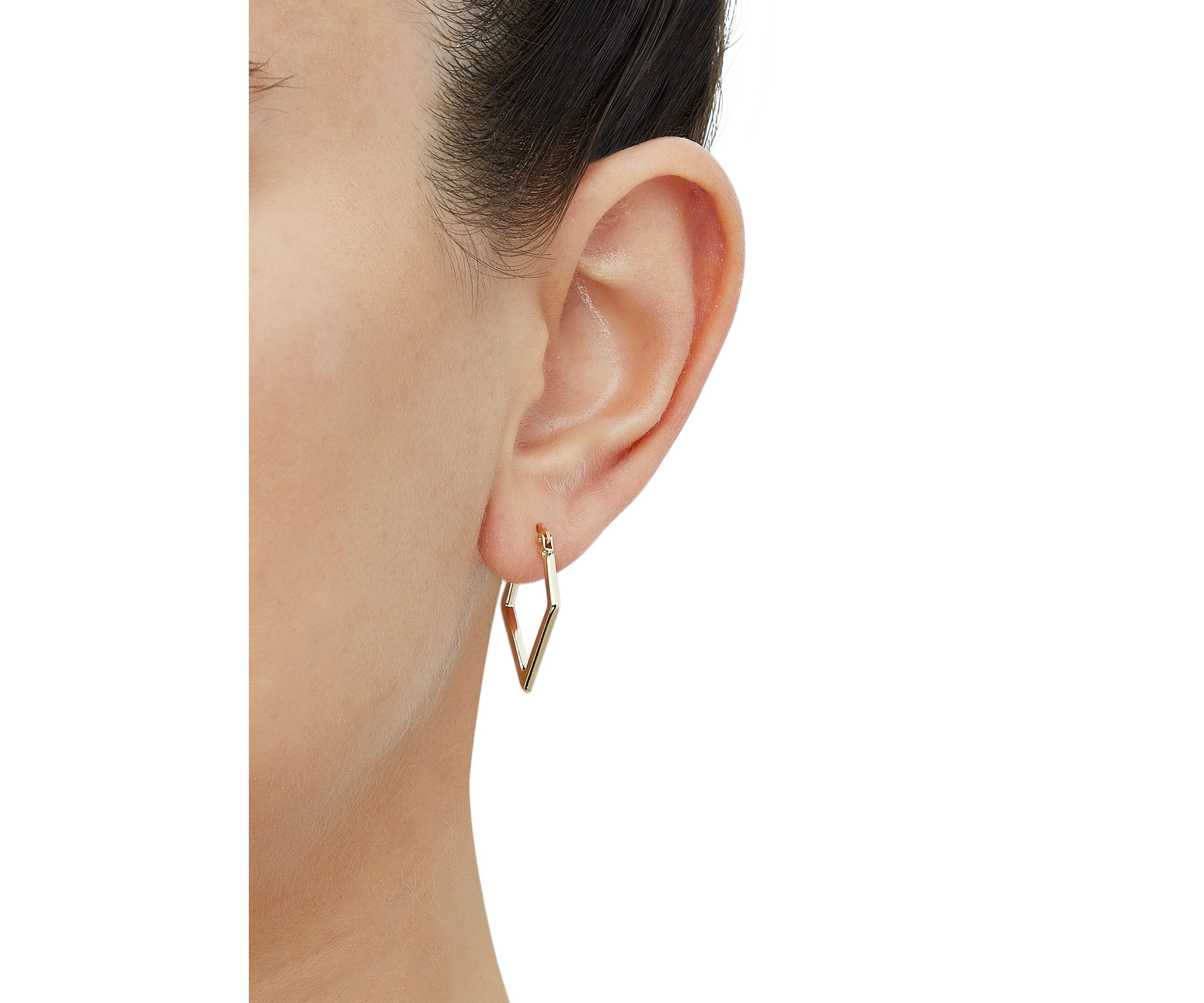 Diamond Shape Tube Hoop Earrings in 10K Yellow Gold
