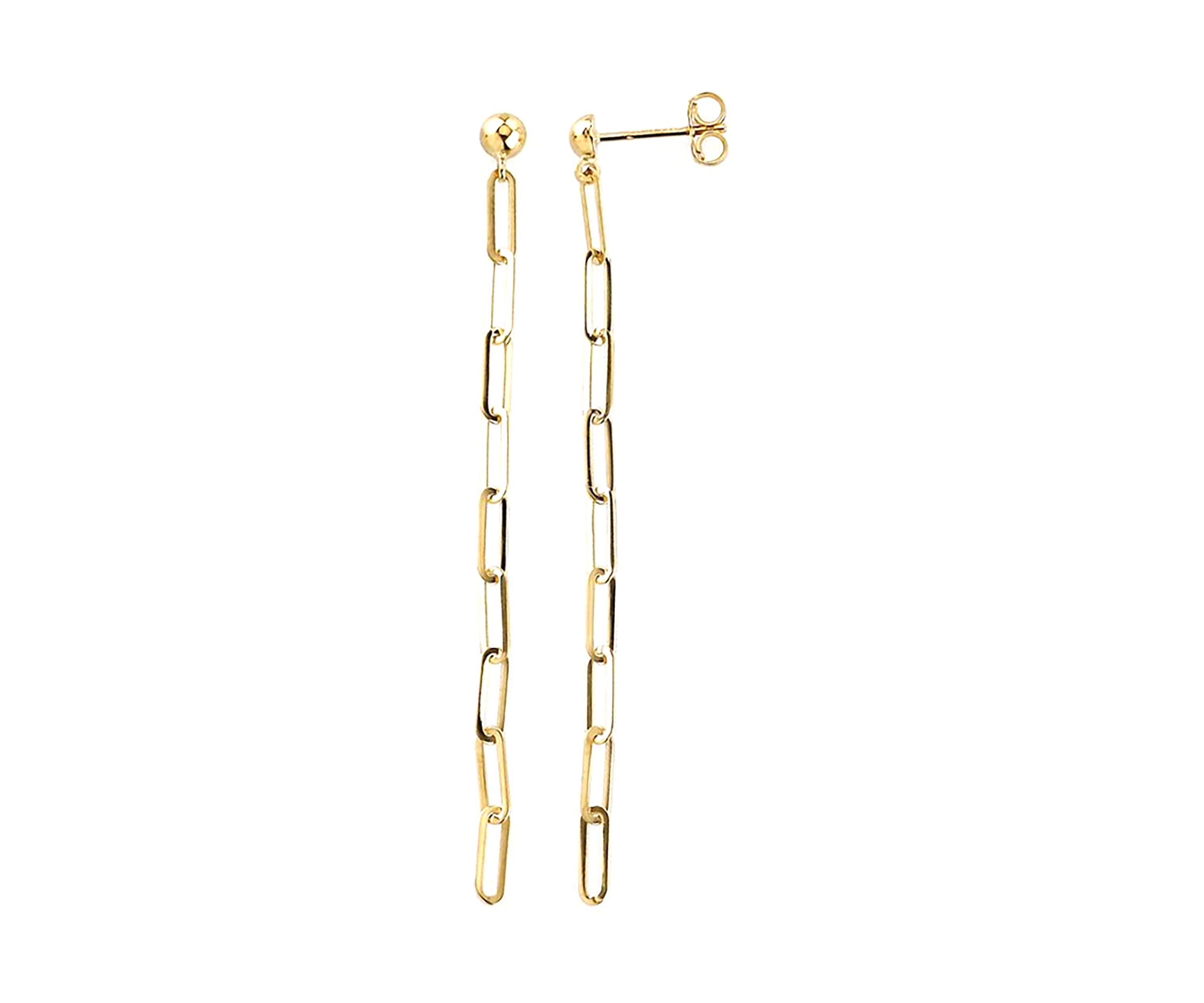 Paperclip Earrings in 10K Yellow Gold