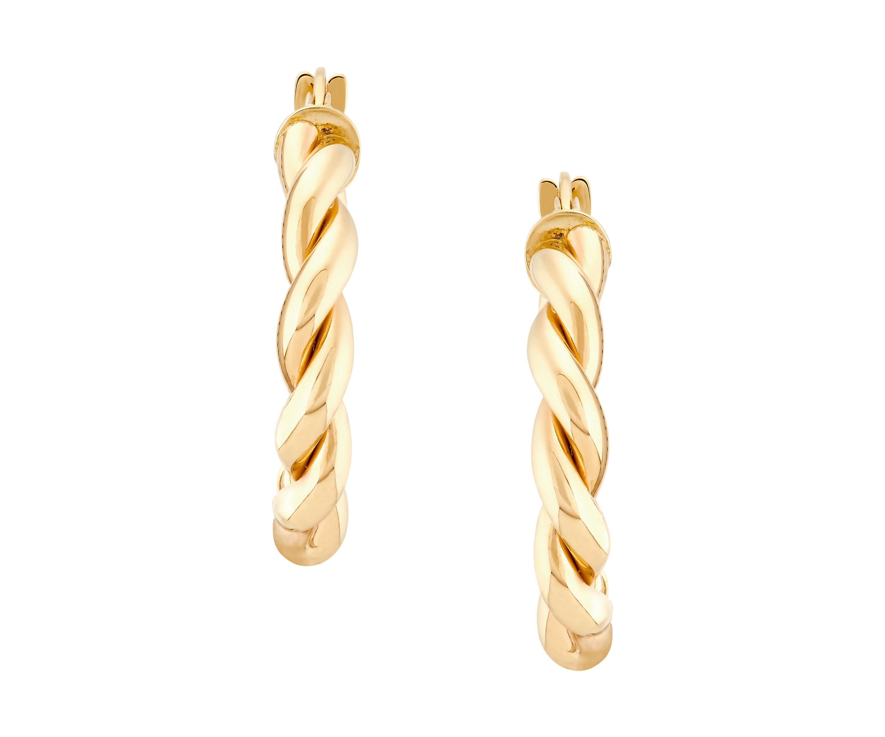 Braid Round Hoop Earrings in 10K Yellow Gold