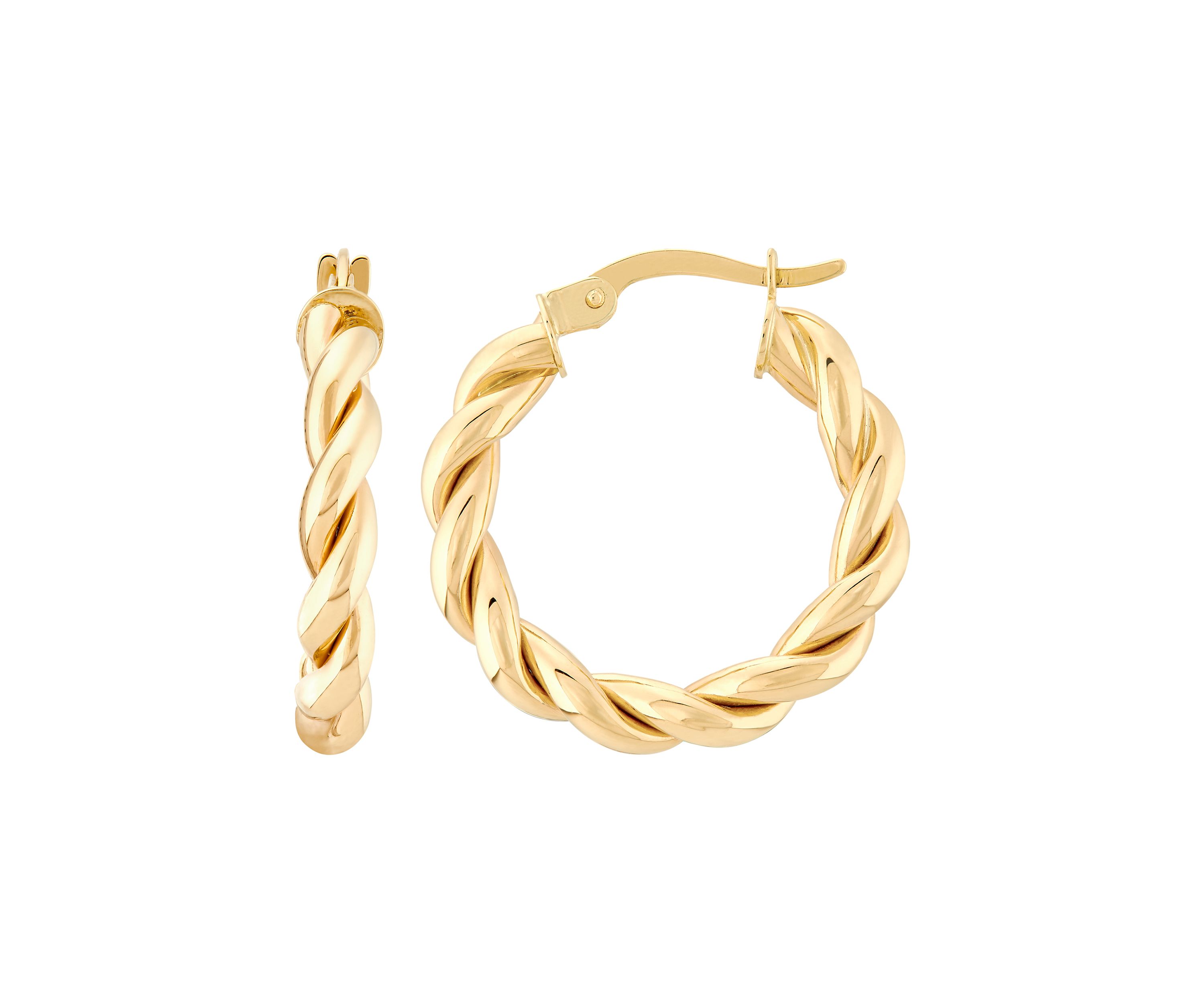 Braid Round Hoop Earrings in 10K Yellow Gold